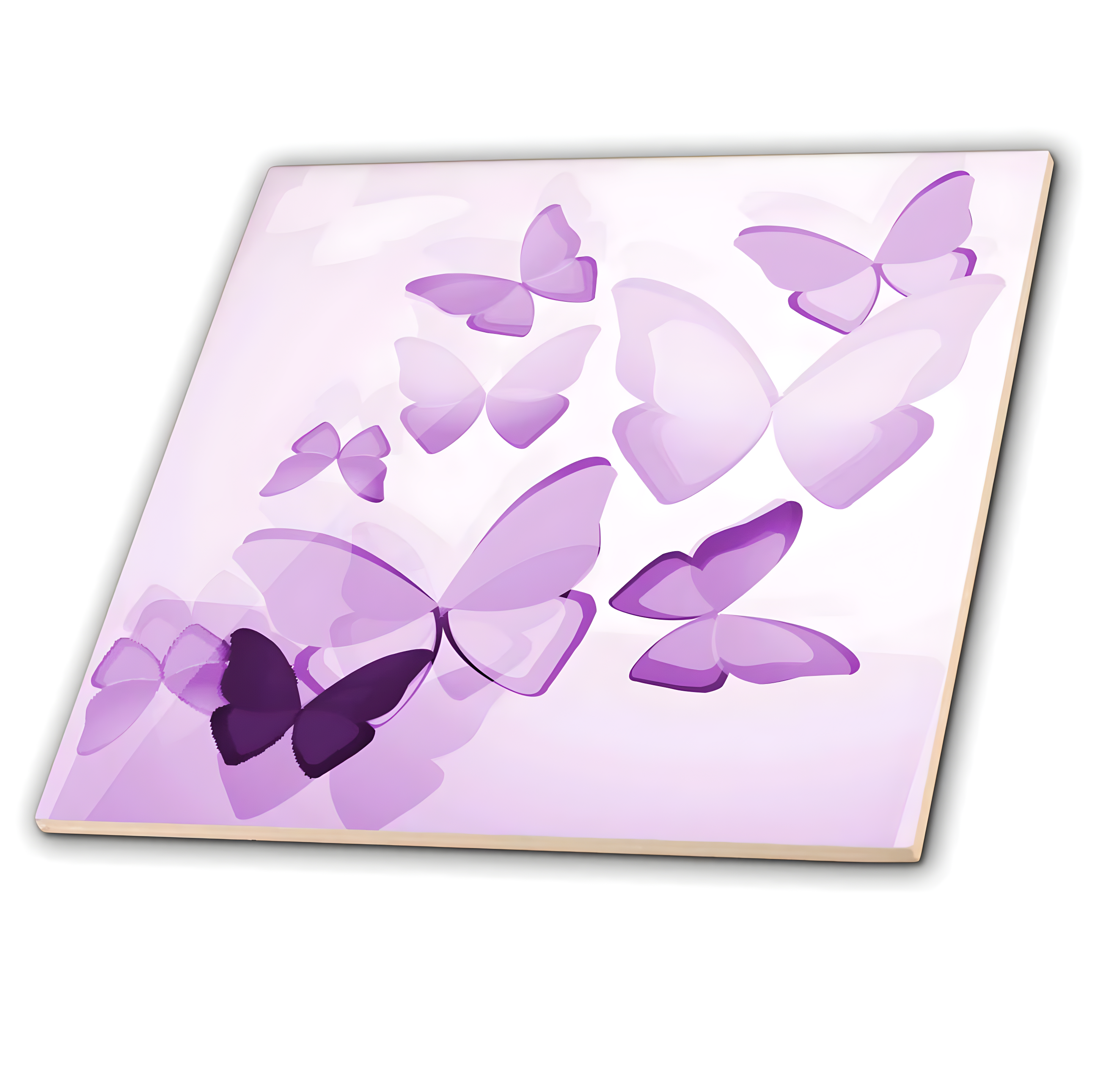 8-Inch High Gloss Purple Butterfly Ceramic Wall Tile