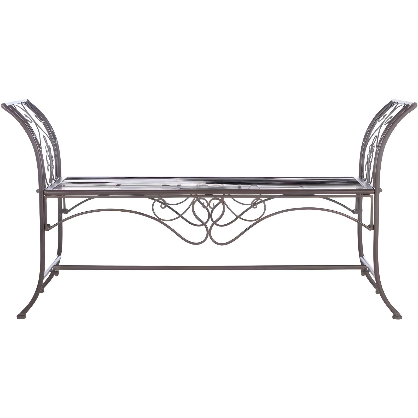 Victorian Elegance Rustic Brown Wrought Iron Outdoor Garden Bench