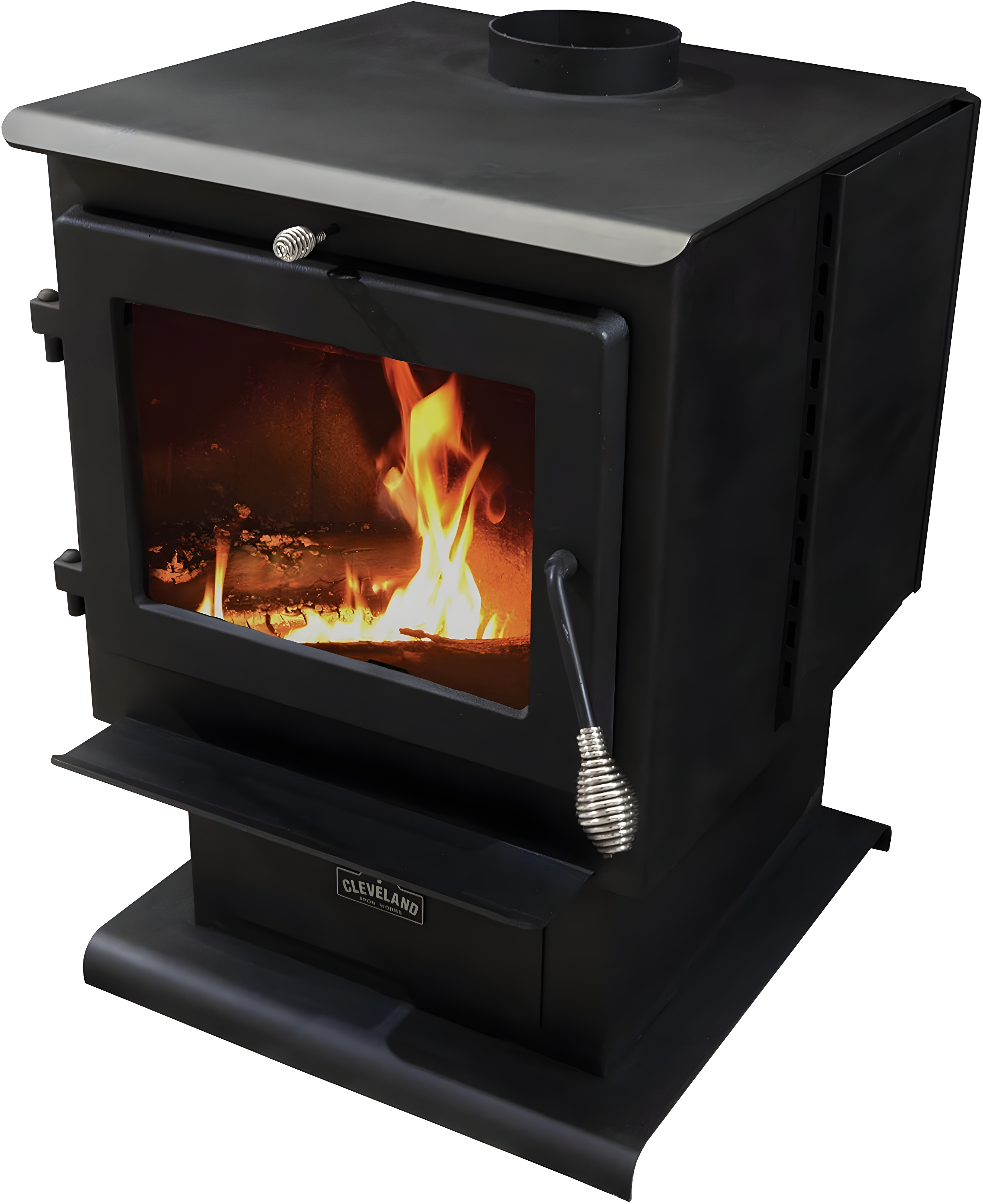 Cleveland Black Iron Medium Wood Stove with Glass Door