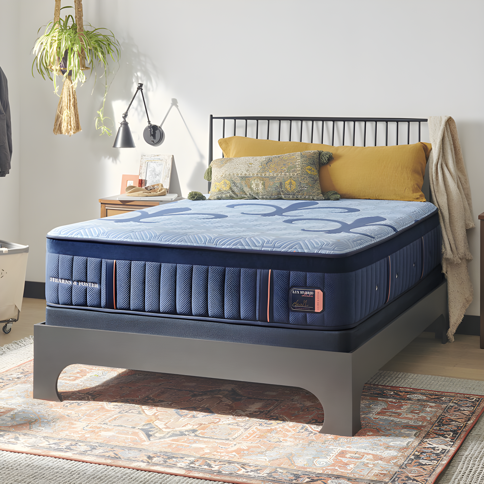 Twin XL Blue Hybrid Firm Innerspring Mattress