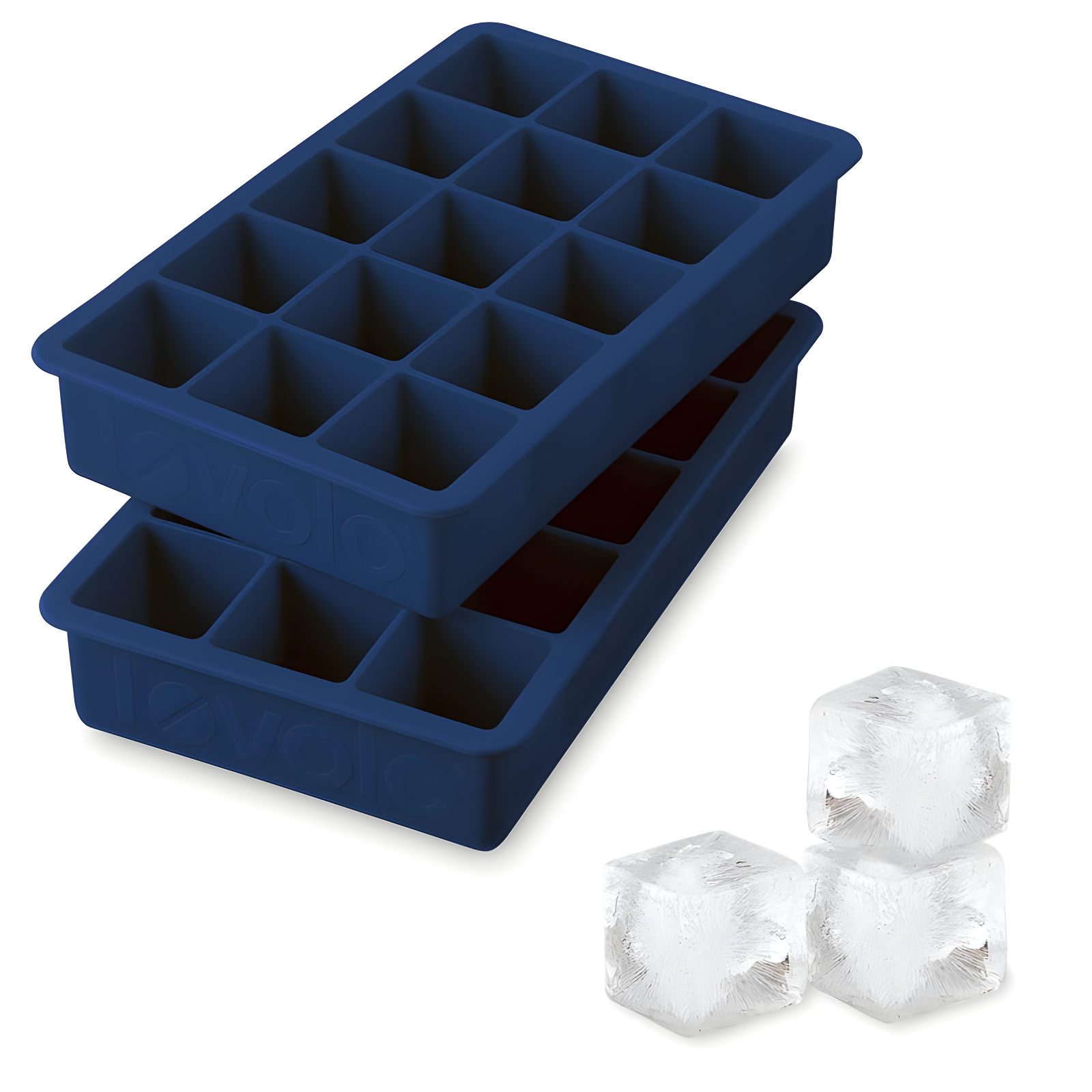 Deep Indigo Silicone Ice Cube Tray Set for Whiskey and Cocktails