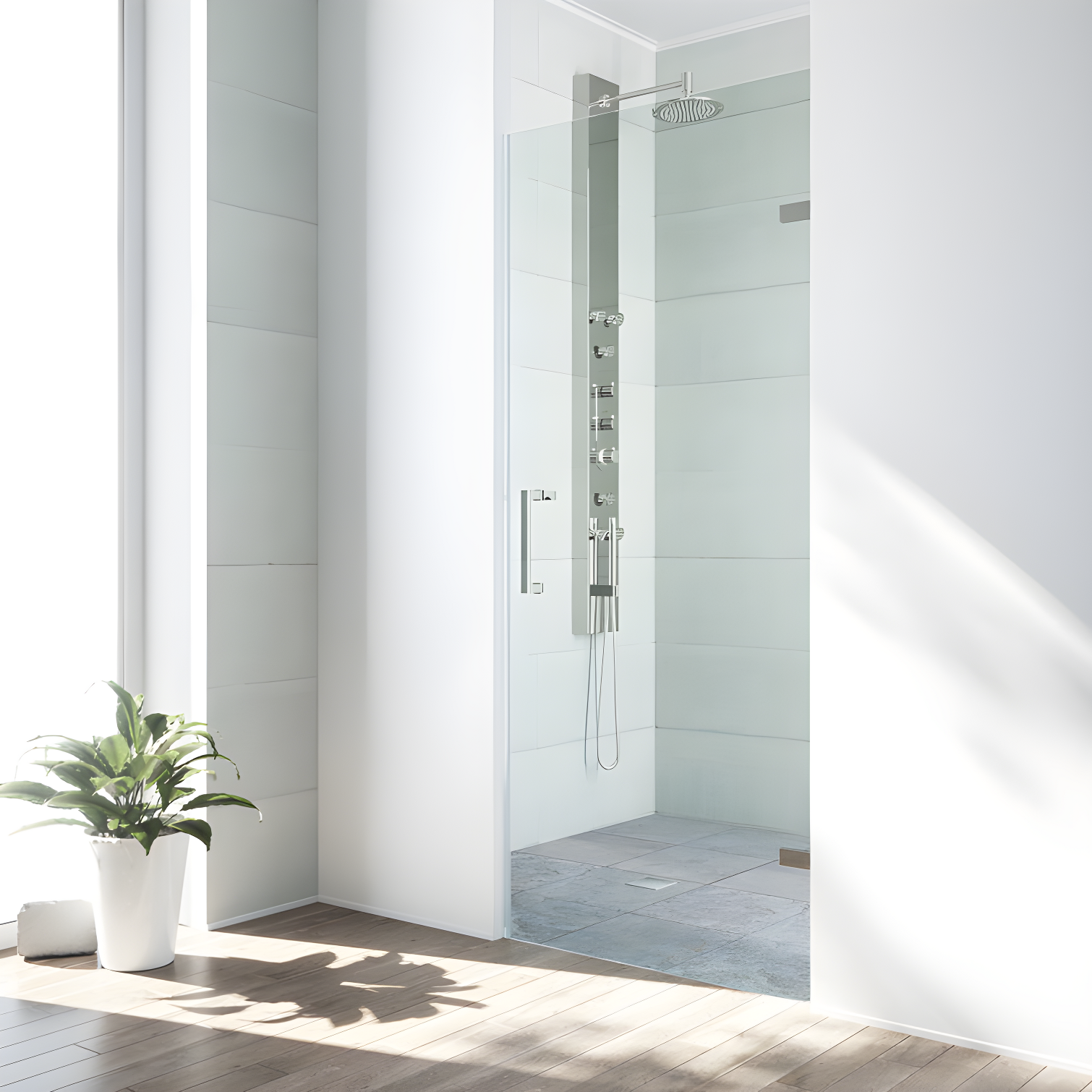 Soho 25" x 71" Frameless Clear Glass Shower Door with Stainless Steel Hardware