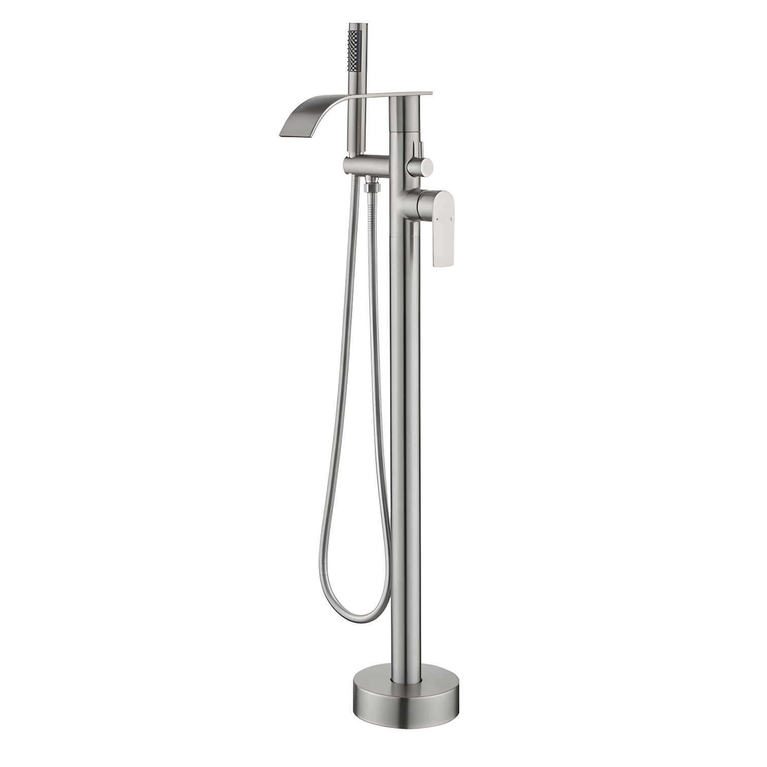 Brushed Nickel Freestanding Tub Filler with Hand Shower
