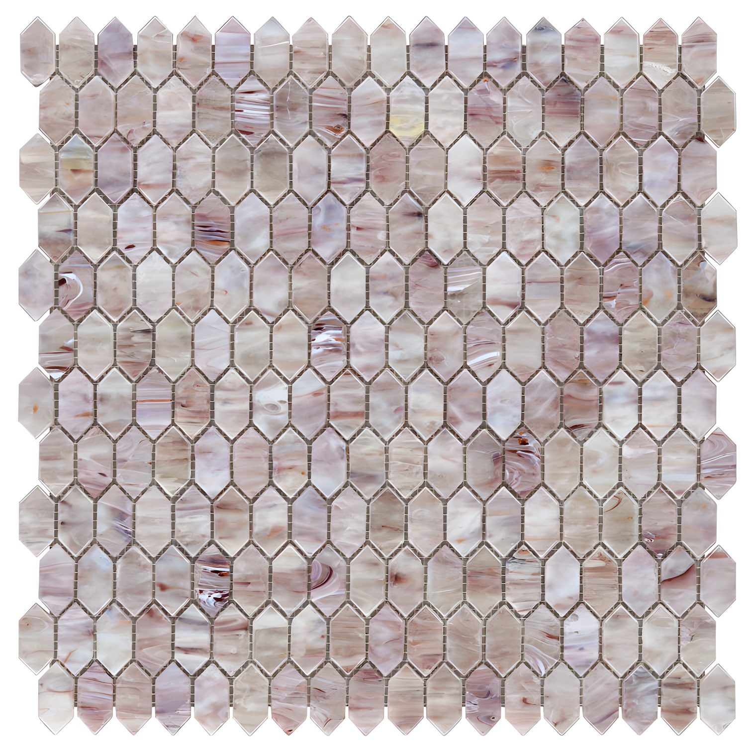 Iridescent Lilac Polished Glass Hexagonal Mosaic Wall Tile