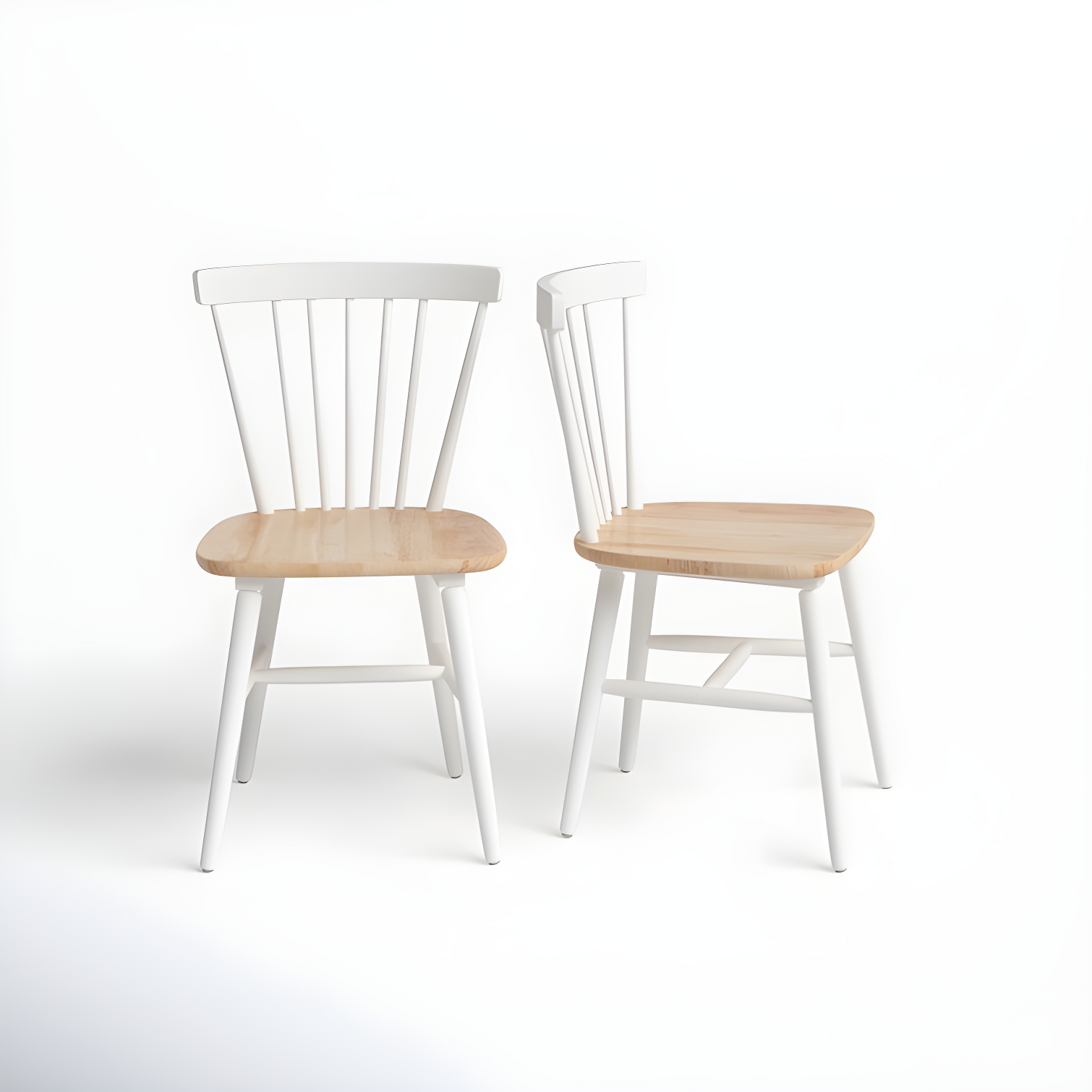 Winona Transitional White and Natural Wood Windsor Side Chair