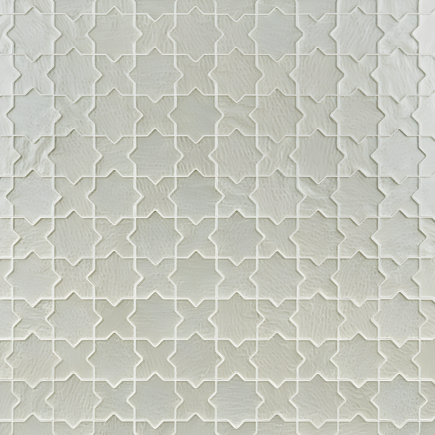 White Geometric Star Cross Glass Mosaic Tile