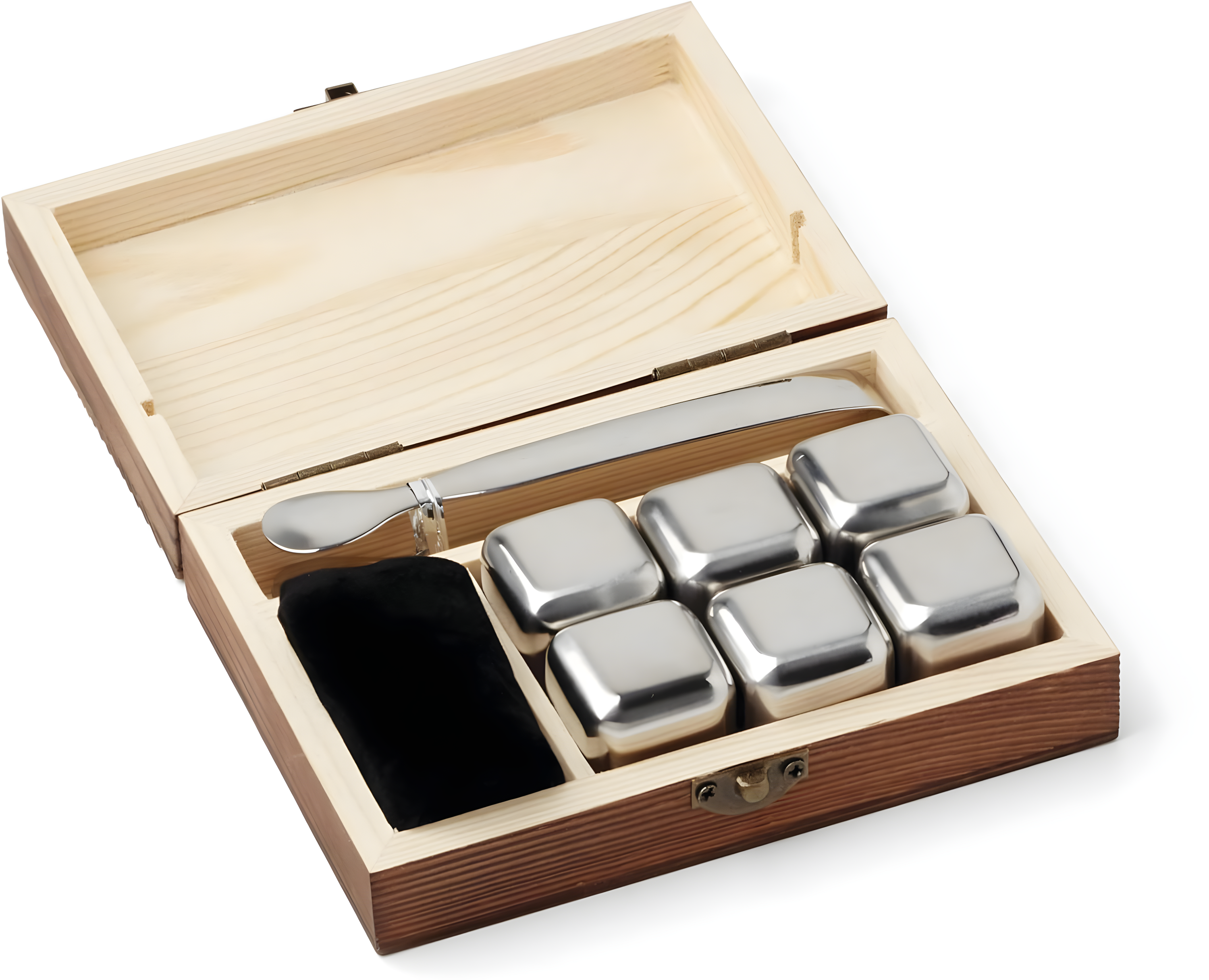 Cambridge 9-Piece Stainless Steel Whiskey Stone Set with Wooden Box