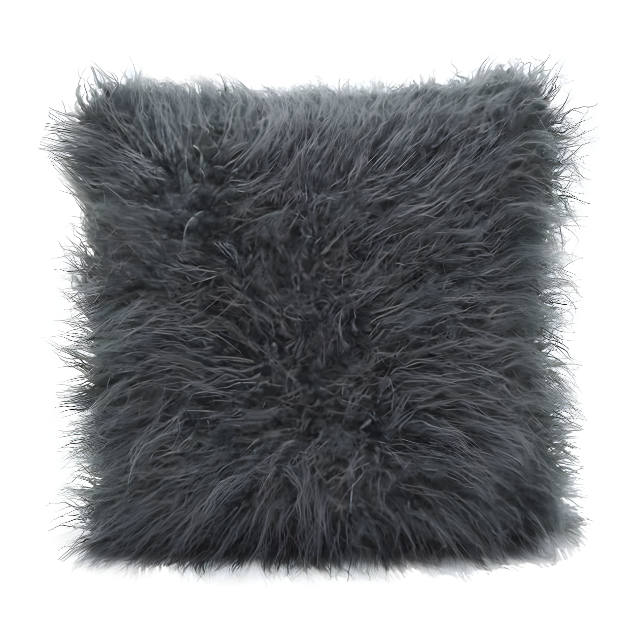 Slate Gray 22" Mongolian Faux Fur Decorative Throw Pillow