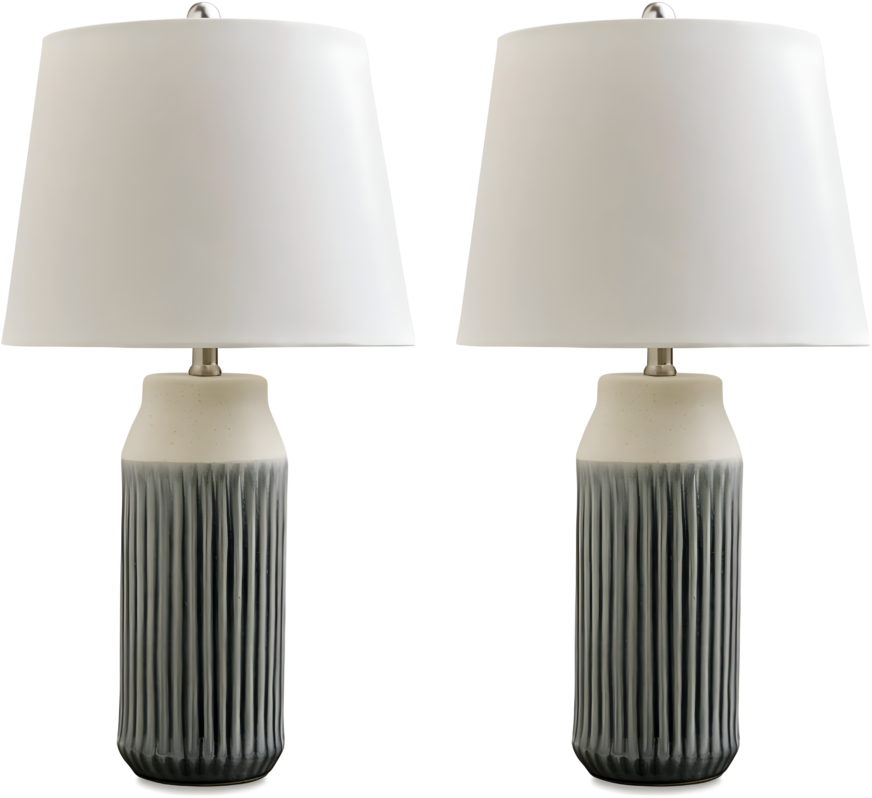 Set of 2 Blue Ceramic Table Lamps with Fabric Shade