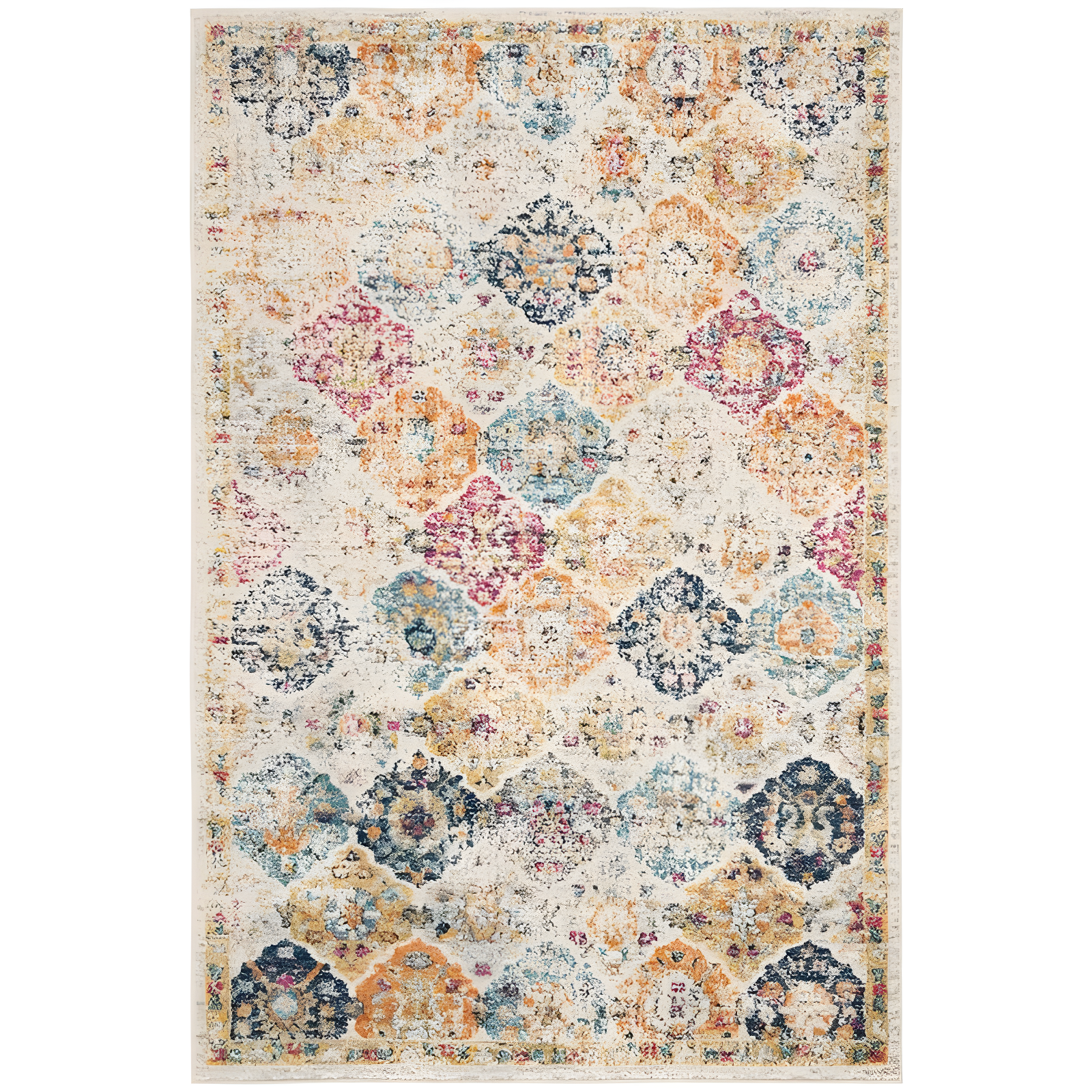 Reversible Blue Cotton Synthetic 5' x 7' Area Rug