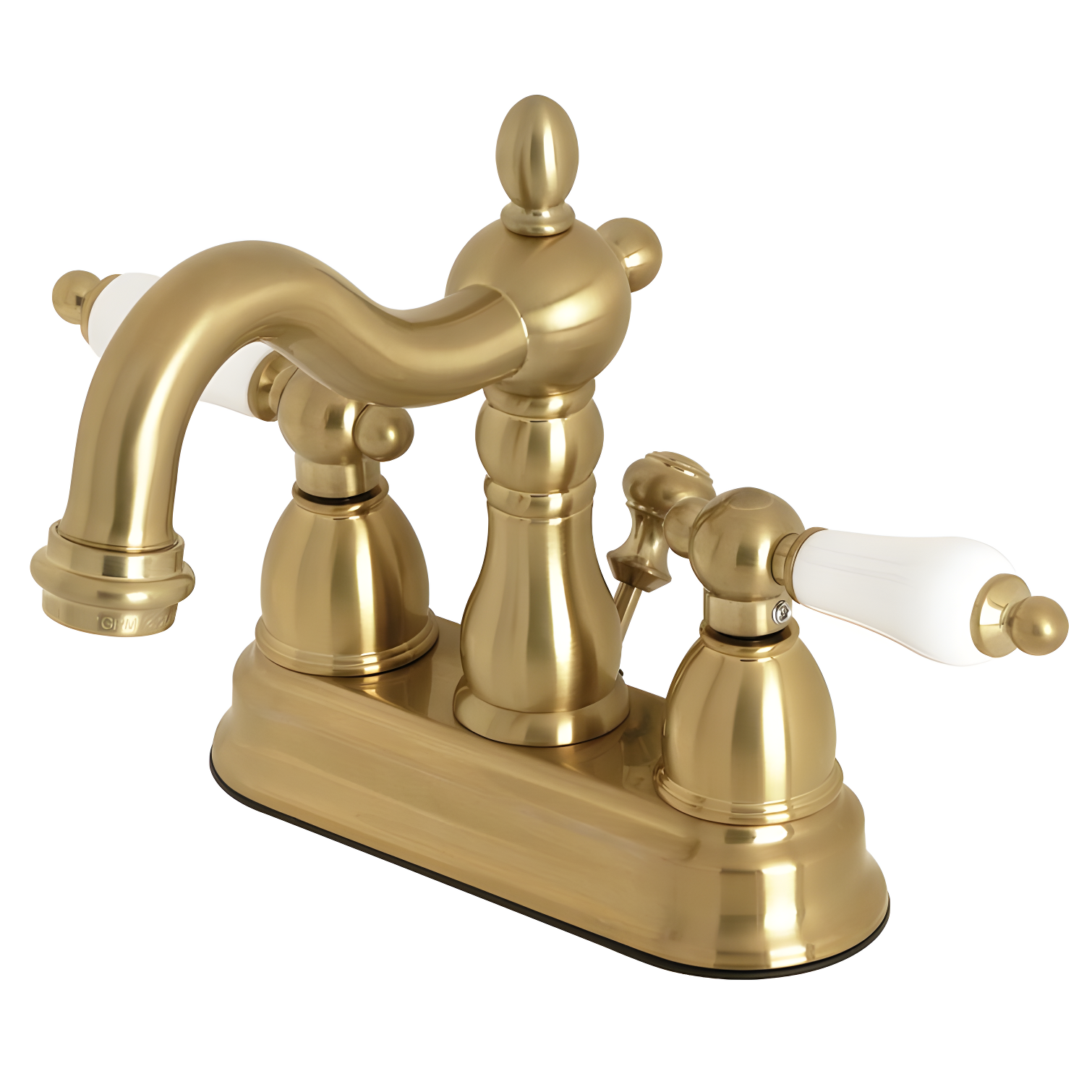 Heritage Brushed Brass Centerset Bathroom Faucet with Pop-Up Drain