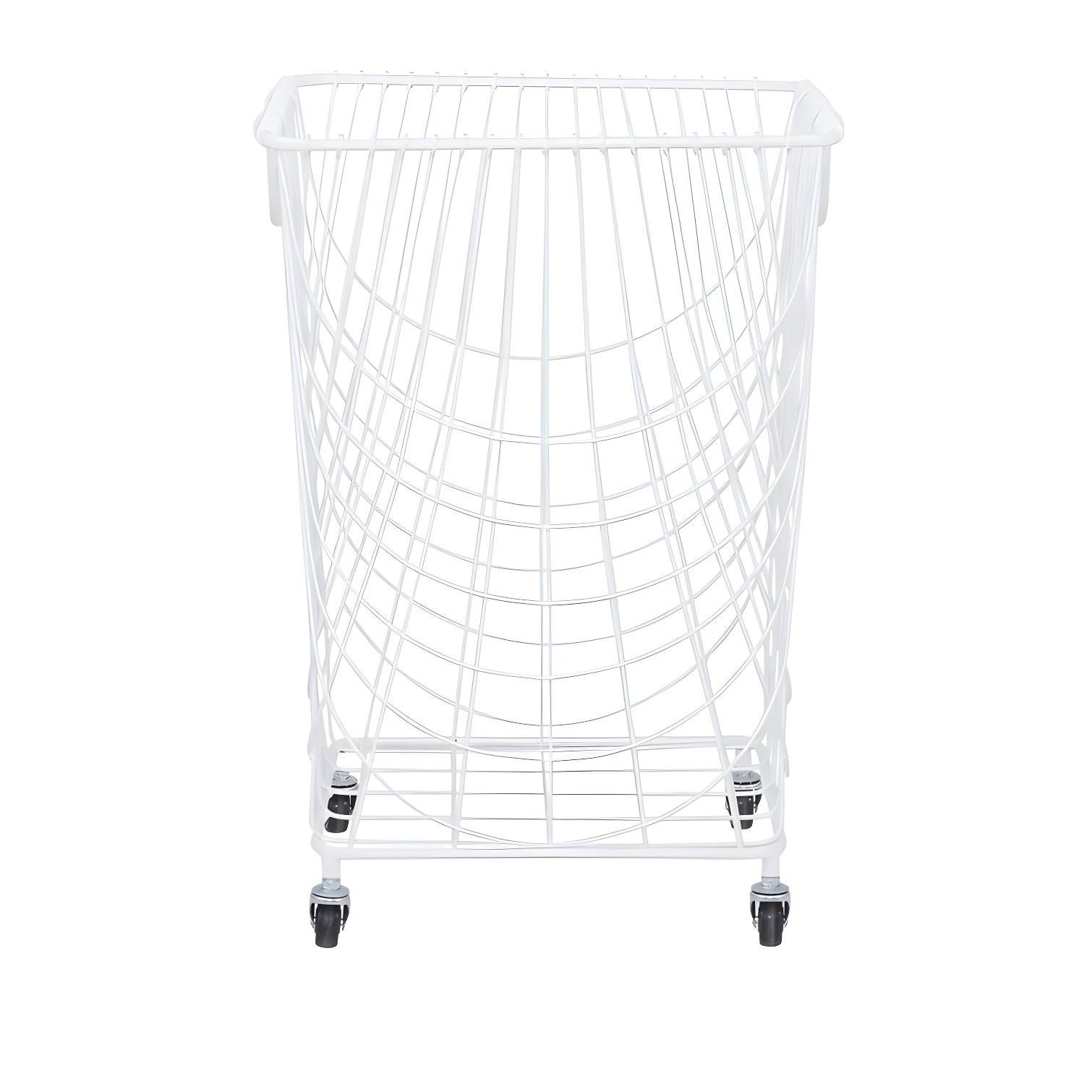 White Metal Mesh Laundry Basket Storage Cart with Wheels