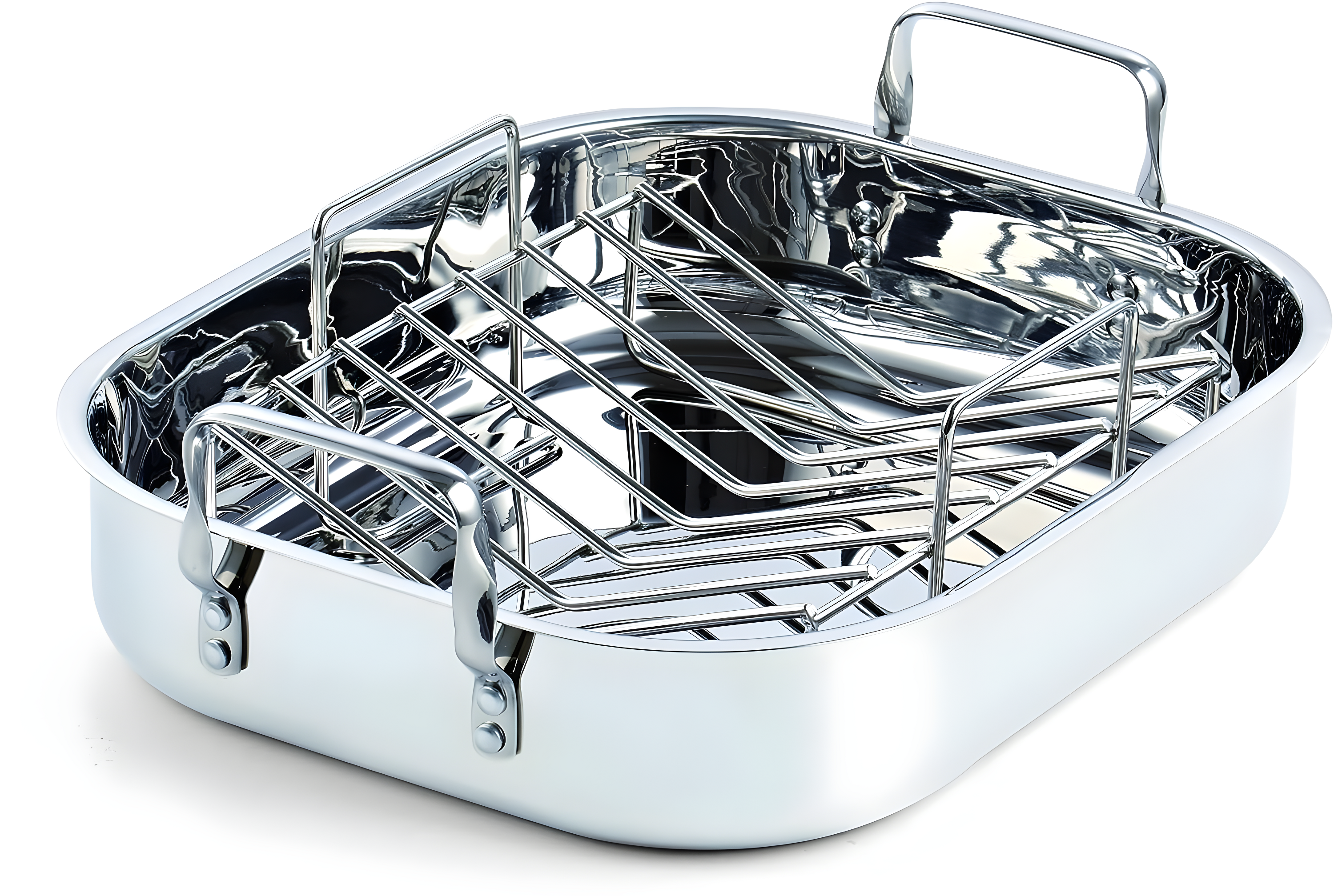 Stainless Steel 16x13 Roaster Pan with V-Shaped Rack