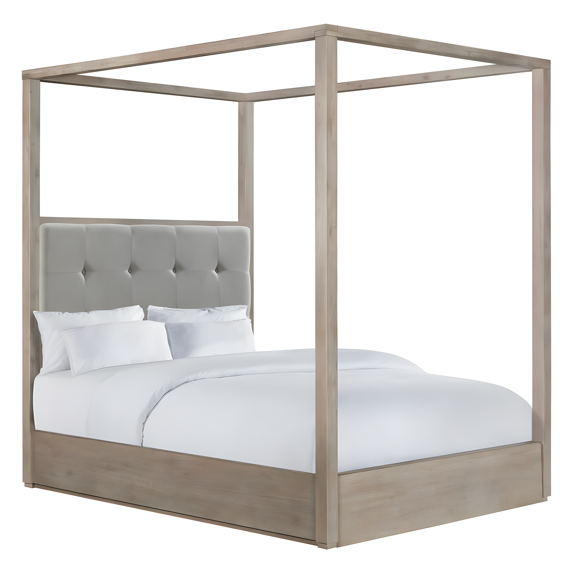 Cadia Queen Canopy Bed with Grey Tufted Upholstered Headboard