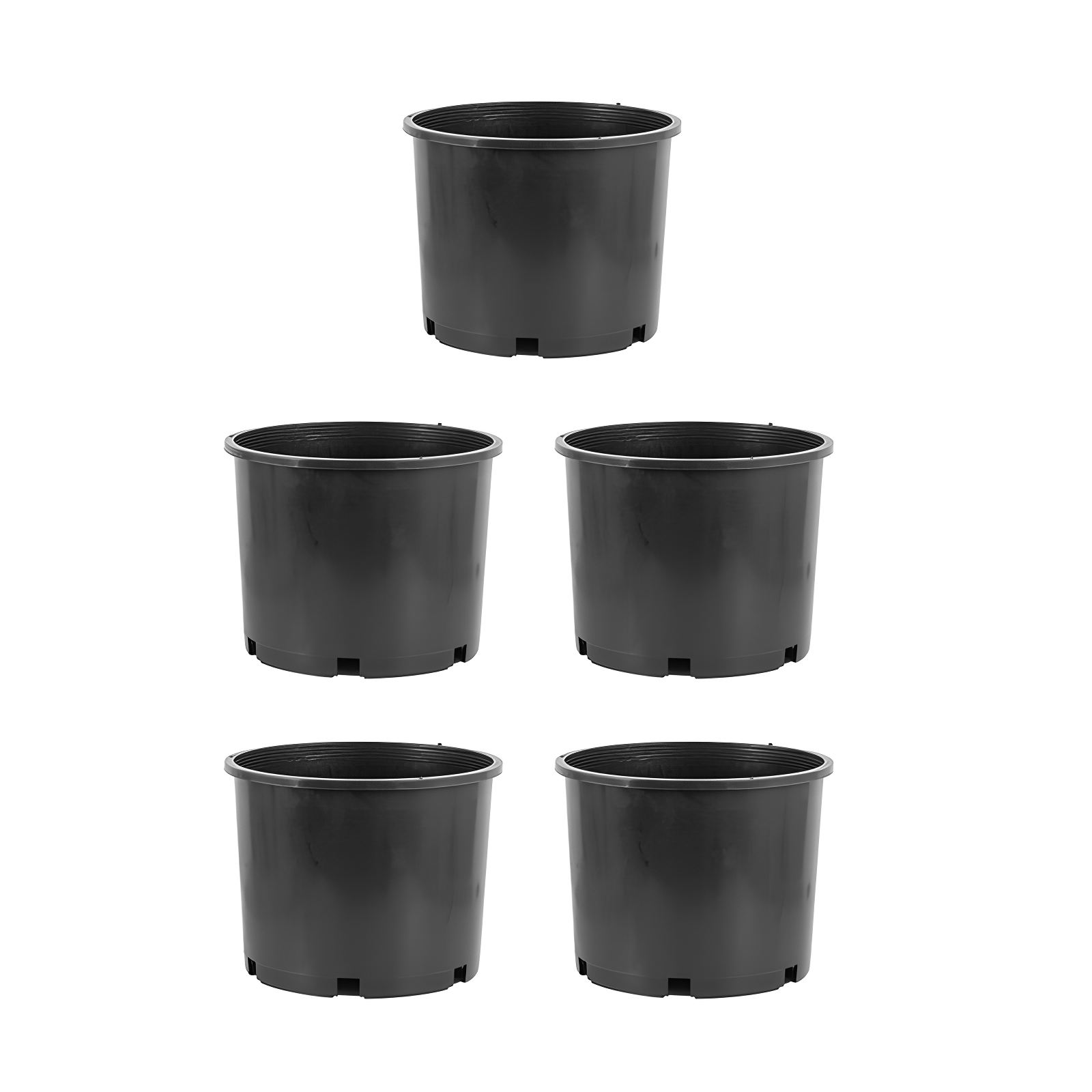 Black 5-Gallon Durable Plastic Nursery Pots, Set of 5