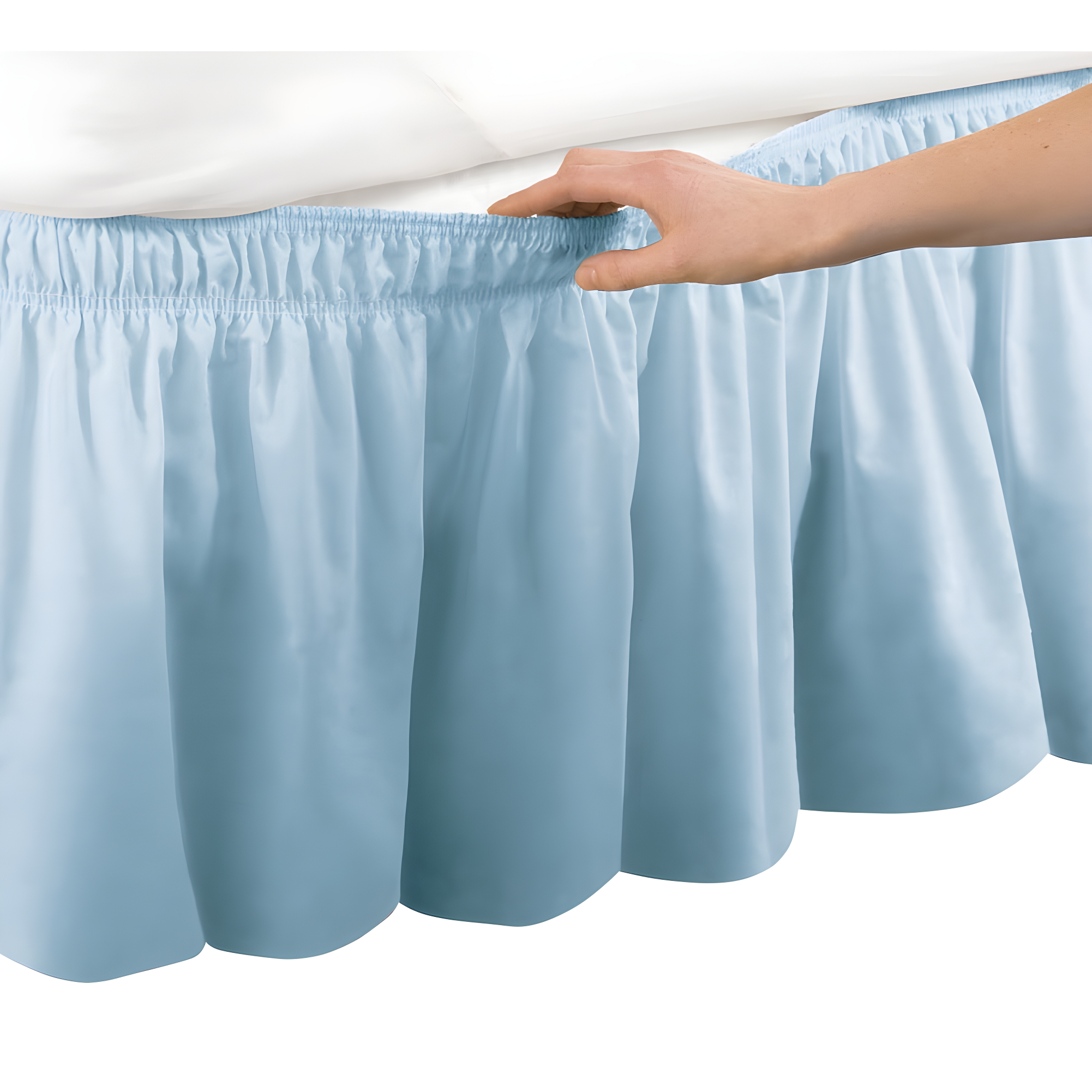 Blue Queen/King Cotton Polyester Elastic Bed Skirt