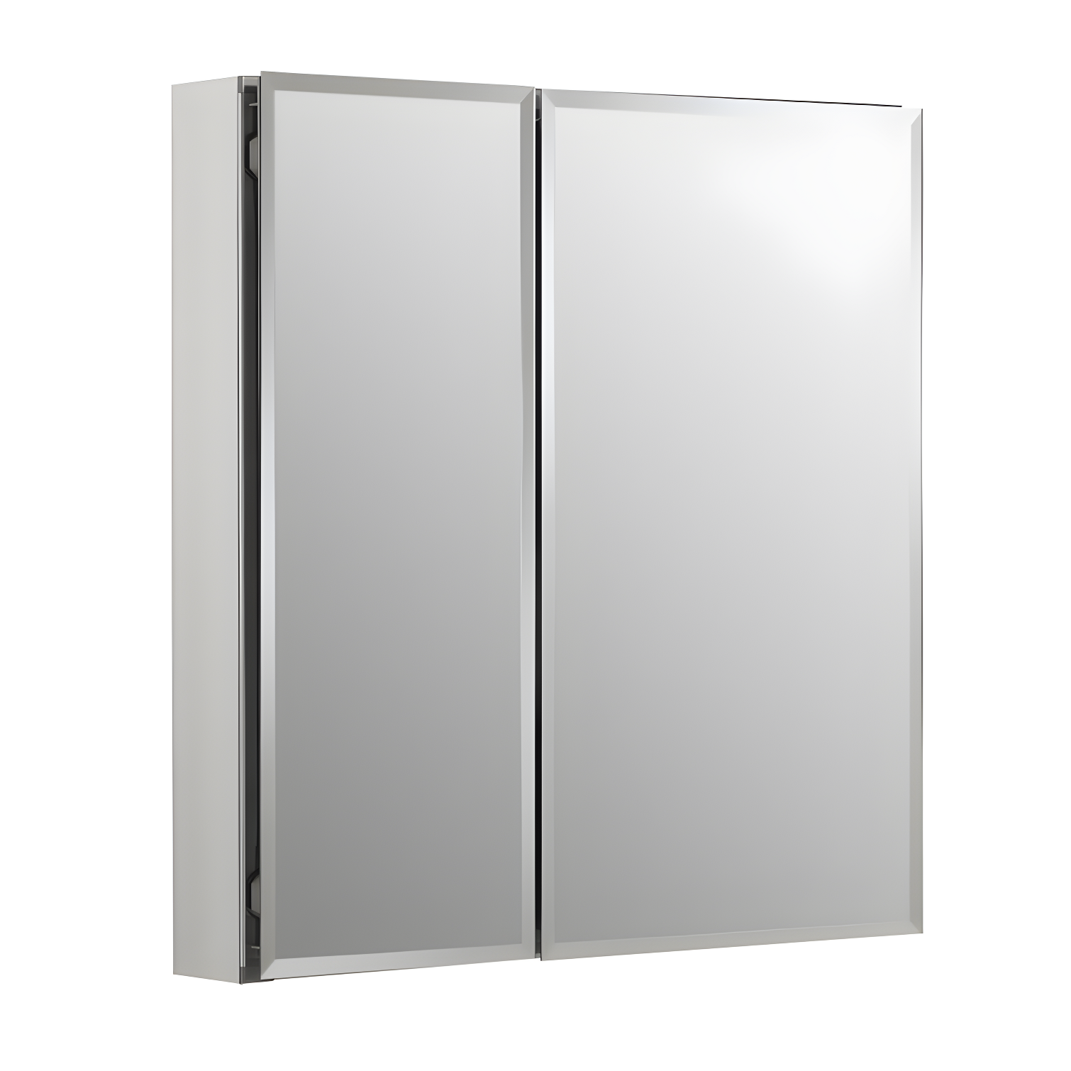 Sleek Frameless 26" H x 25" W Aluminum Medicine Cabinet with Beveled Mirrored Doors