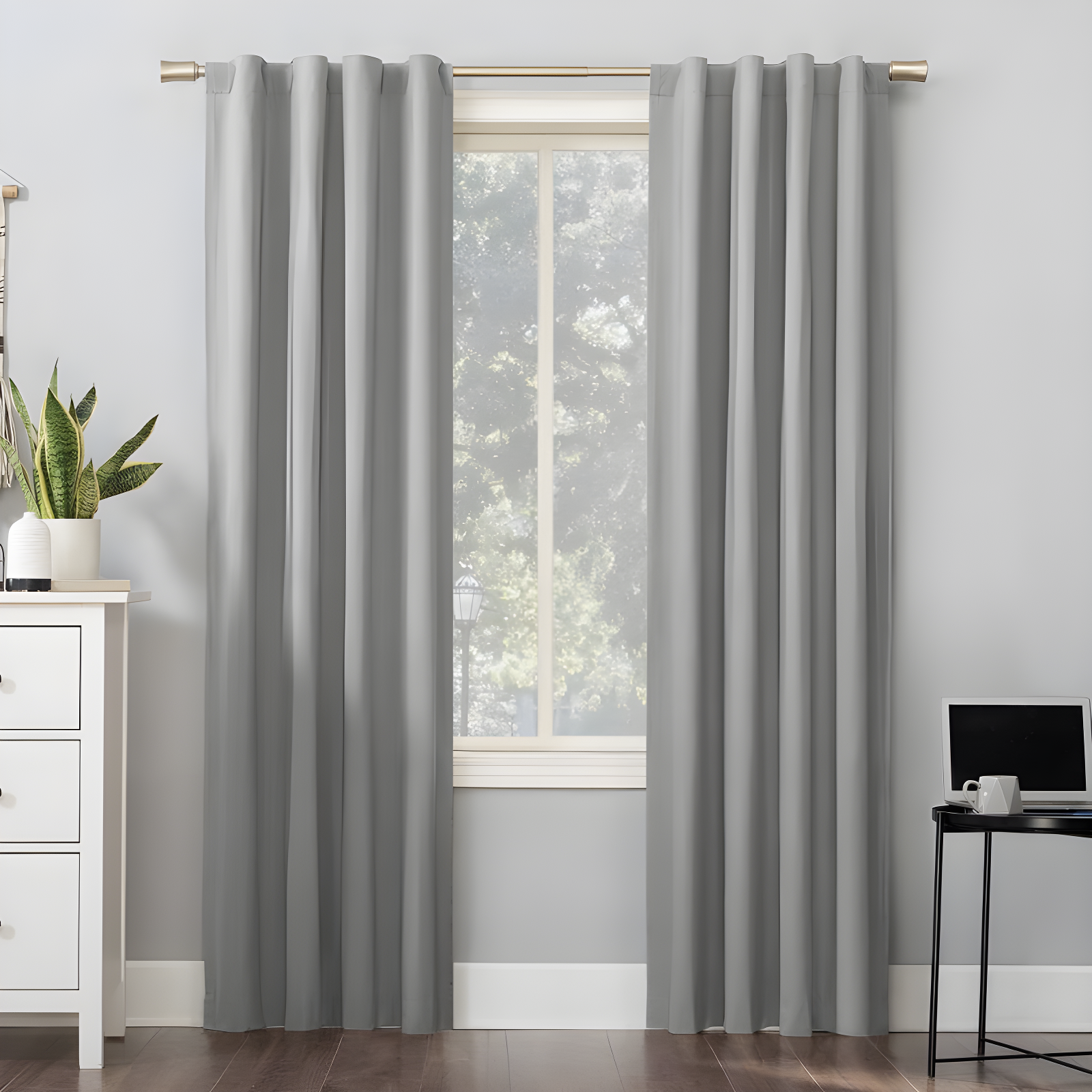 Silver Gray Blackout Thermal Back Tab Curtain Panel 40" x 96"