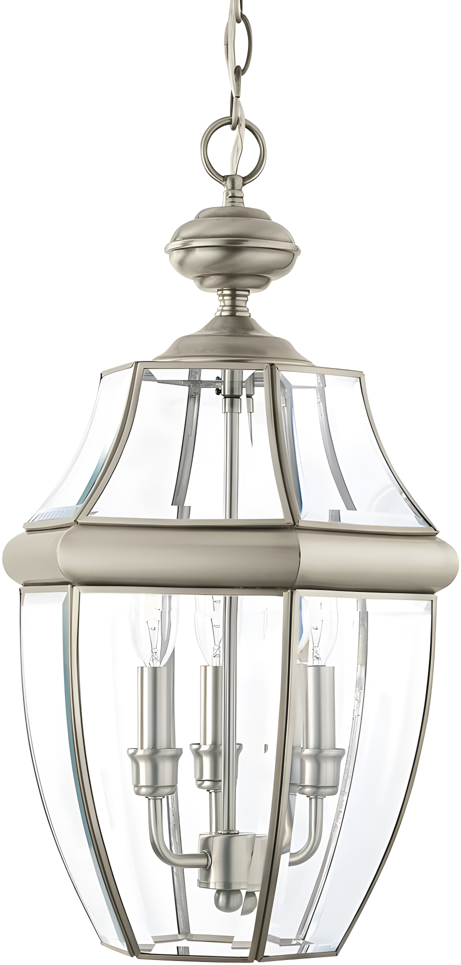 Antique Brushed Nickel Outdoor Pendant with Clear Glass