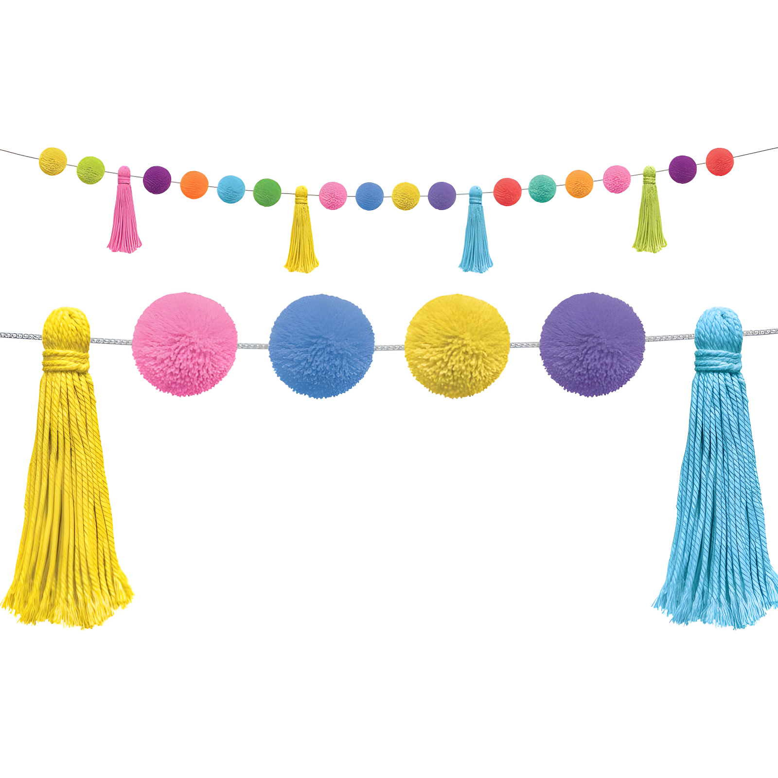 Colorful Pom-Poms and Tassels 60" Party Garland