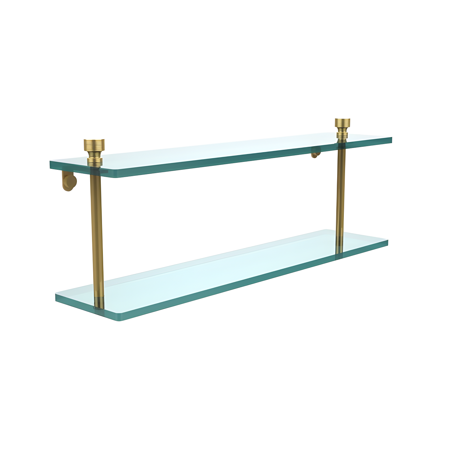 Allied Brass Foxtrot 16" Polished Brass Two-Tiered Glass Wall Shelf