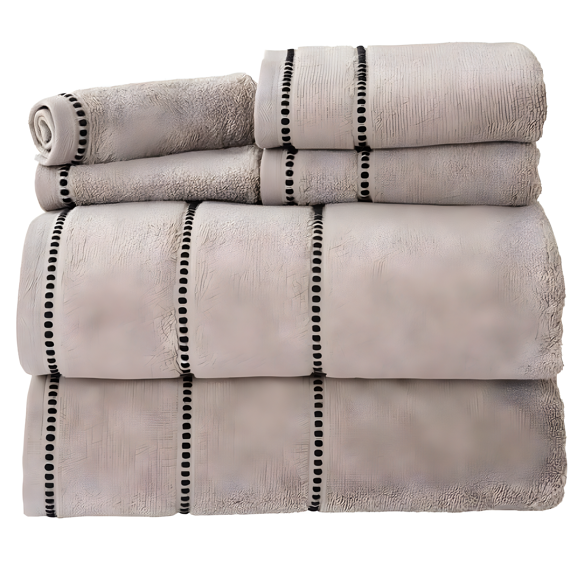 Taupe and Black Egyptian Cotton Beaded 6-Piece Towel Set