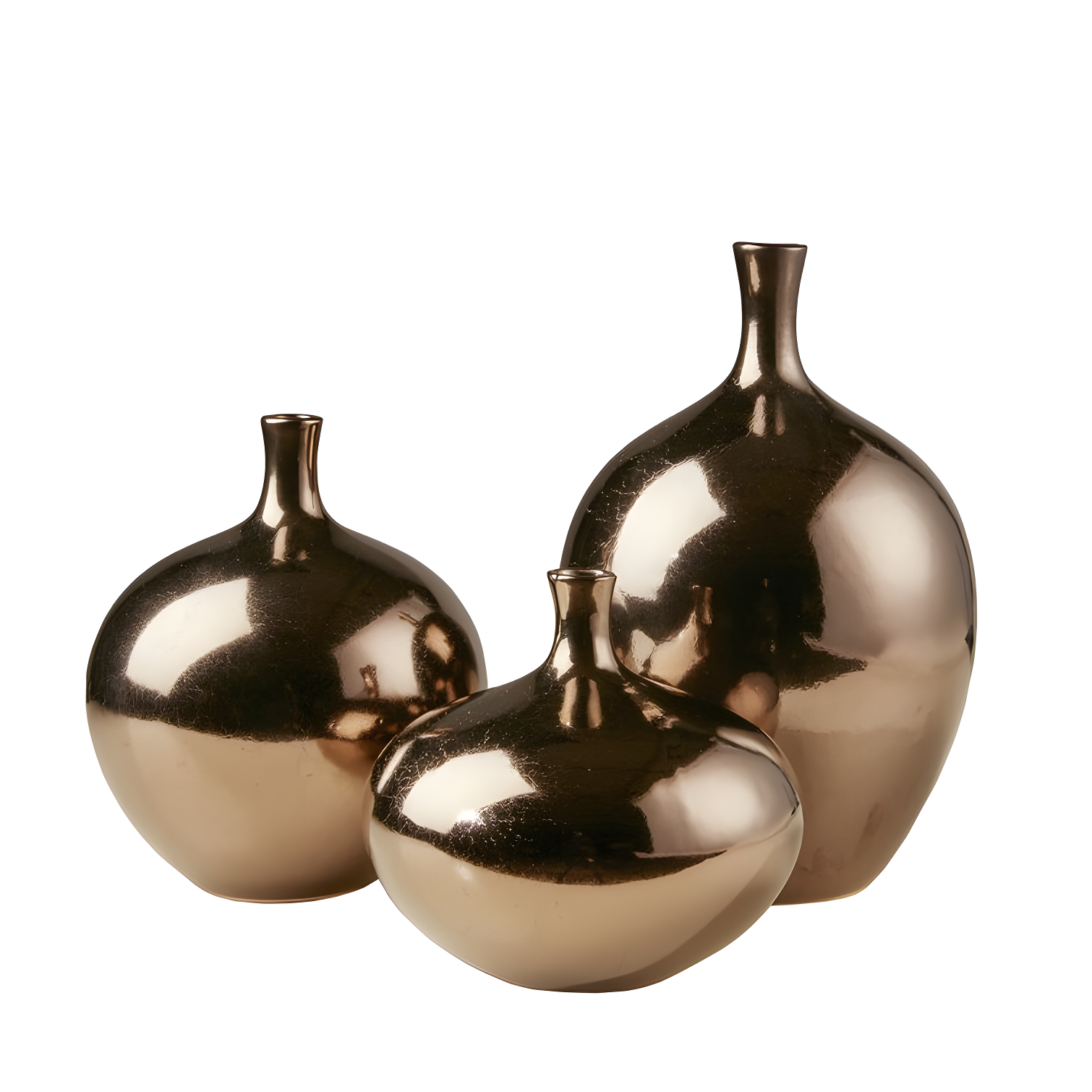 Ansen Metallic Bronze Ceramic Table Vase Trio