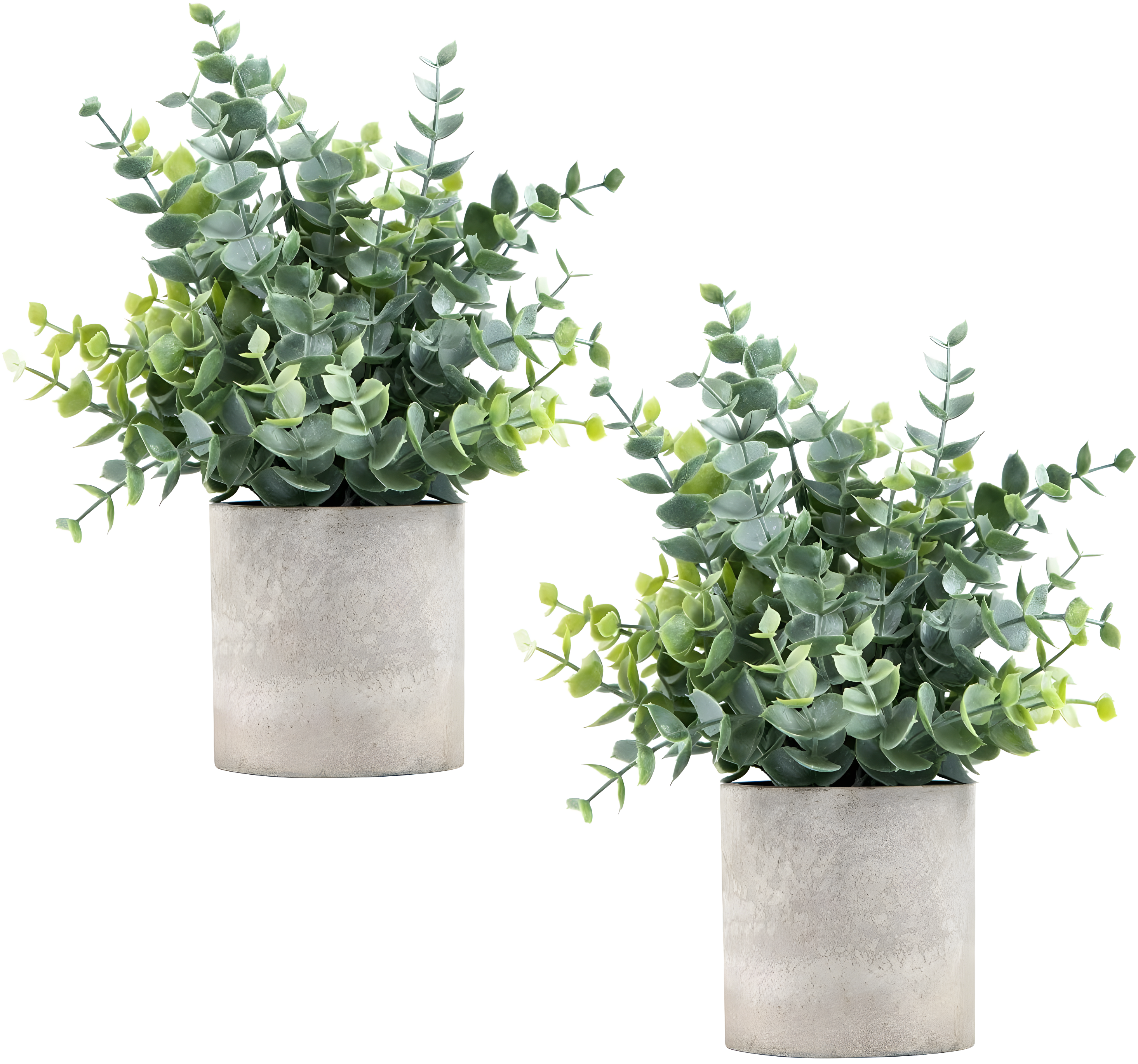 Set of 2 Small Green Eucalyptus Potted Artificial Plants