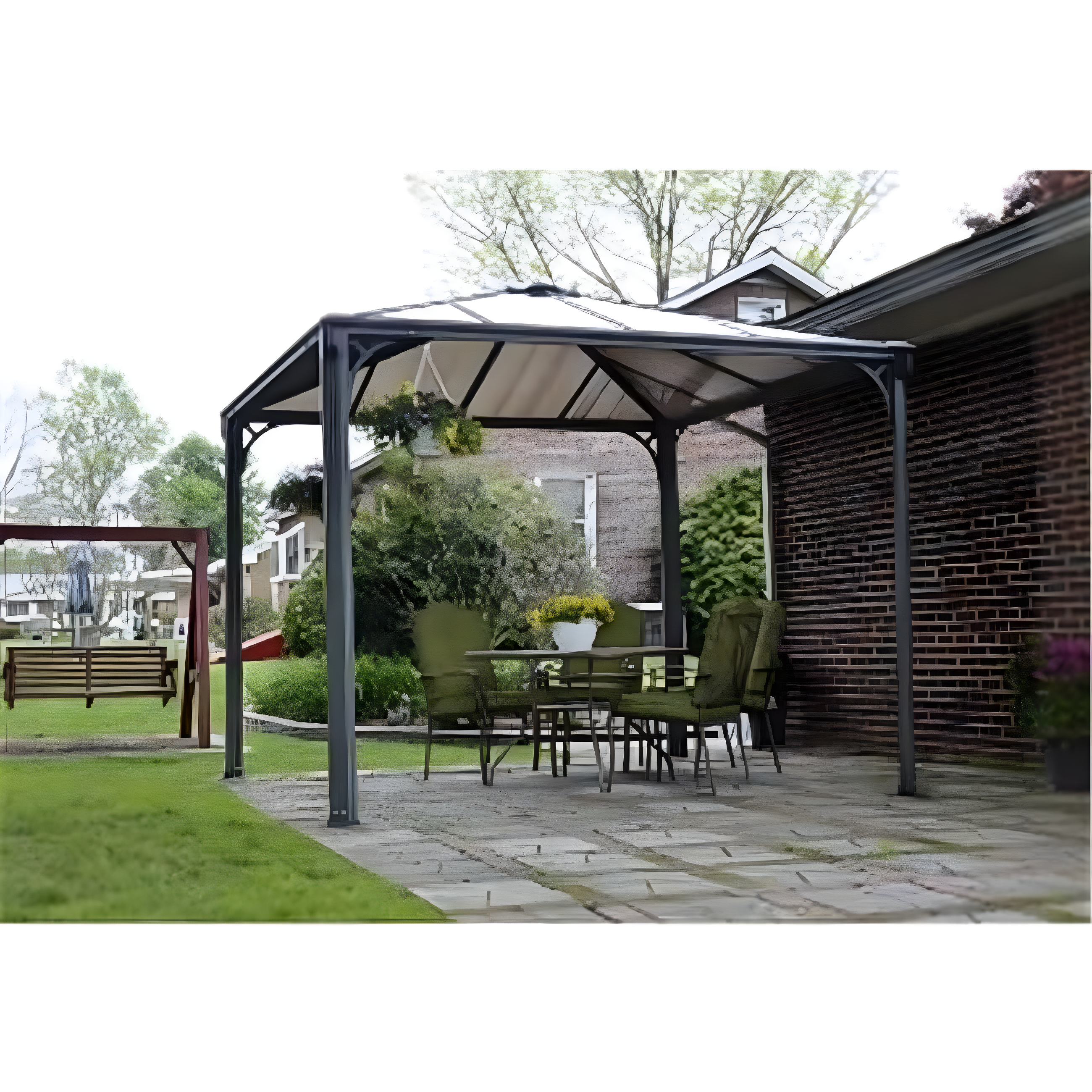 Palermo 10' x 10' Gray Aluminum Gazebo with Bronze Polycarbonate Roof