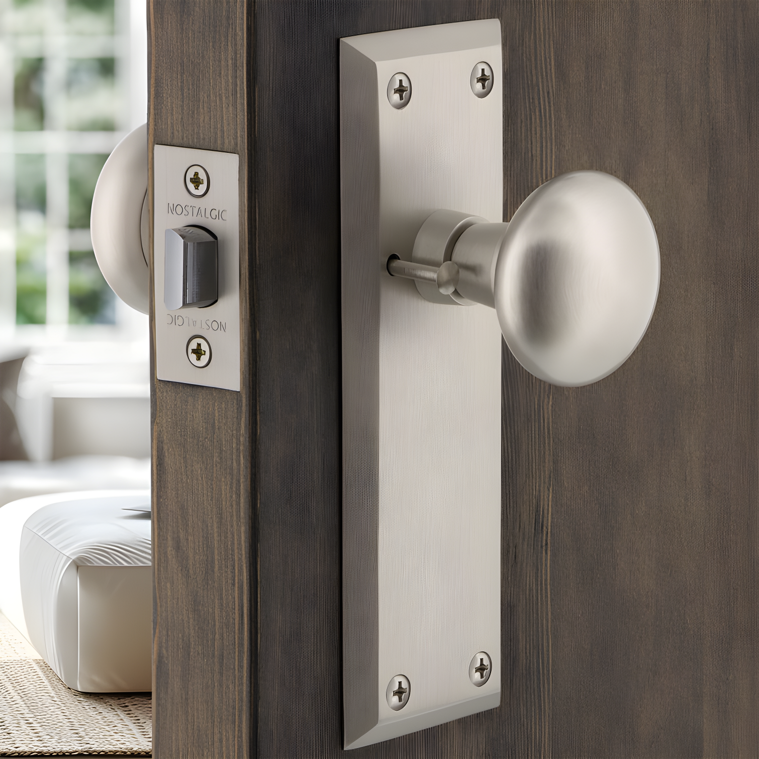 Satin Nickel Solid Brass Privacy Door Knob Set