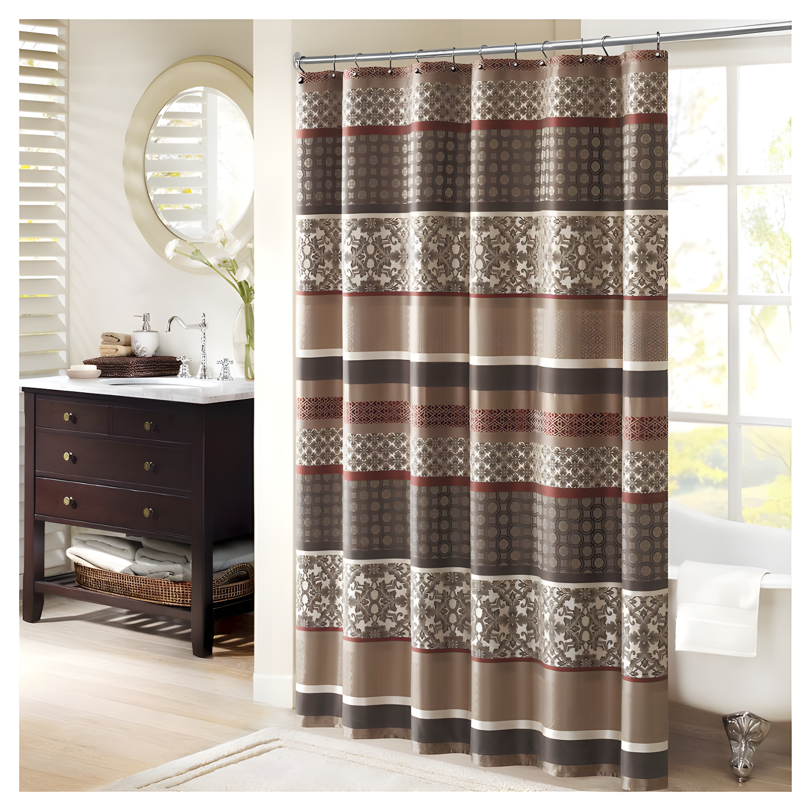 Cambridge Multicolor Jacquard Fabric Shower Curtain