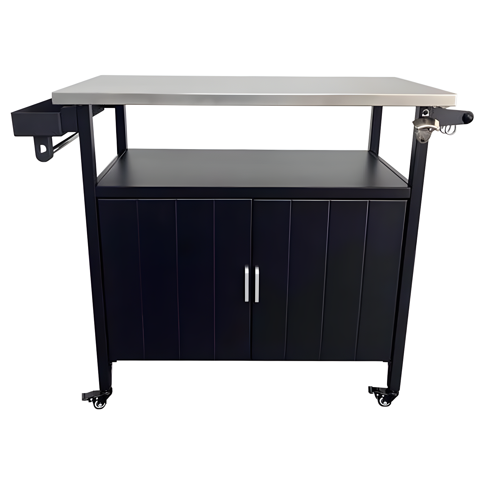 Living Accents Black and Silver Steel Grill Table with Storage