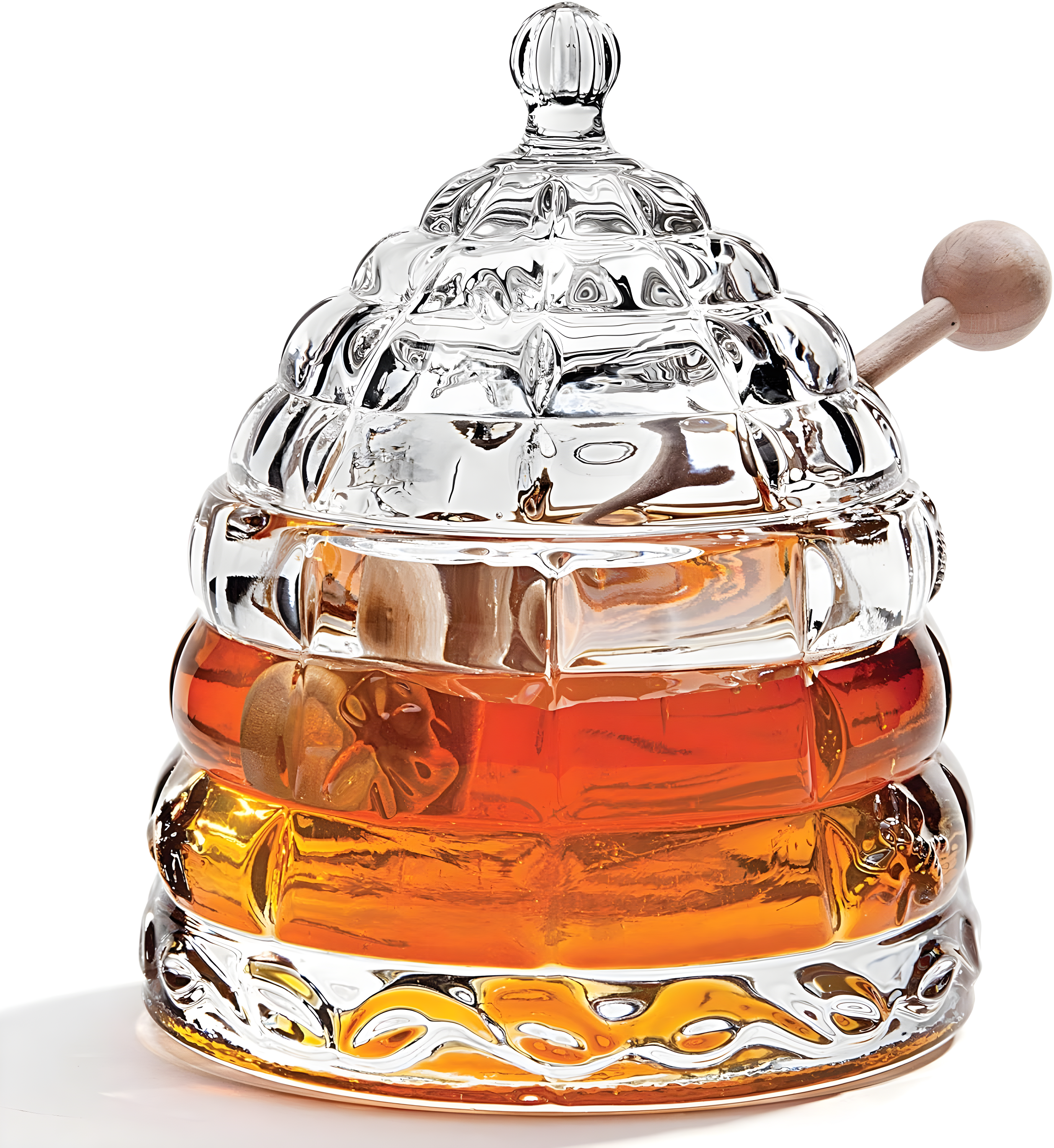 Clear Glass Beehive Honey Jar with Cork Lid