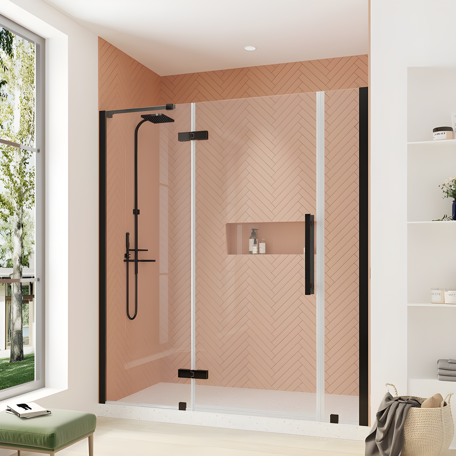 Tampa 58'' W x 72'' H Oil Rubbed Bronze Frameless Shower Kit