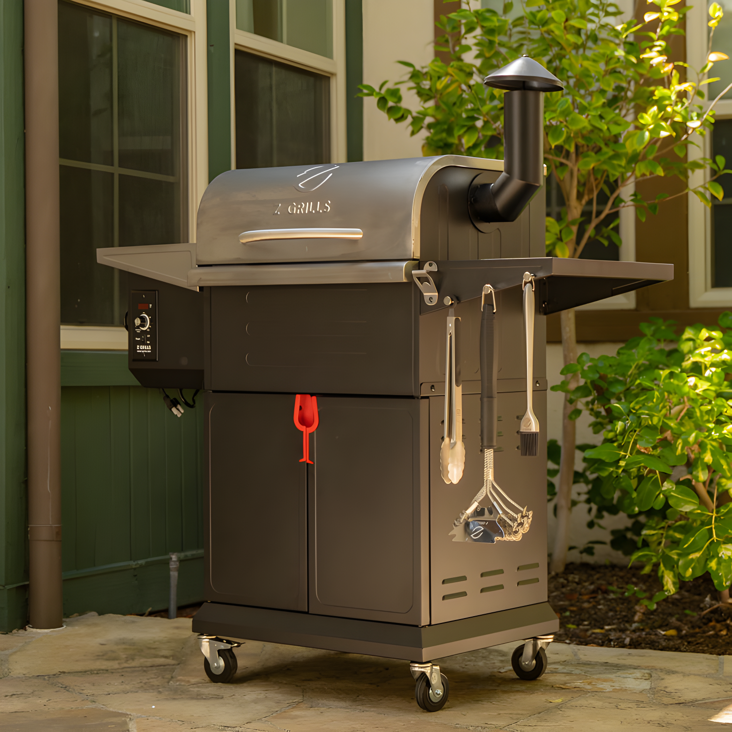 Z Grills Silver and Black Wood Pellet Grill with Rotisserie