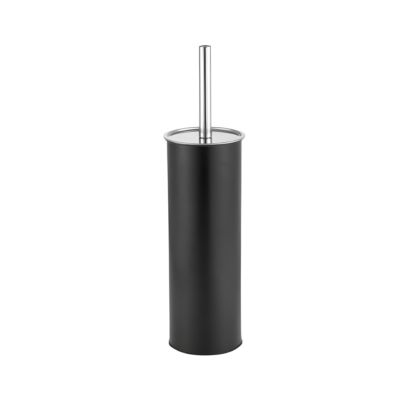 Black Metal Toilet Brush and Holder with Lid