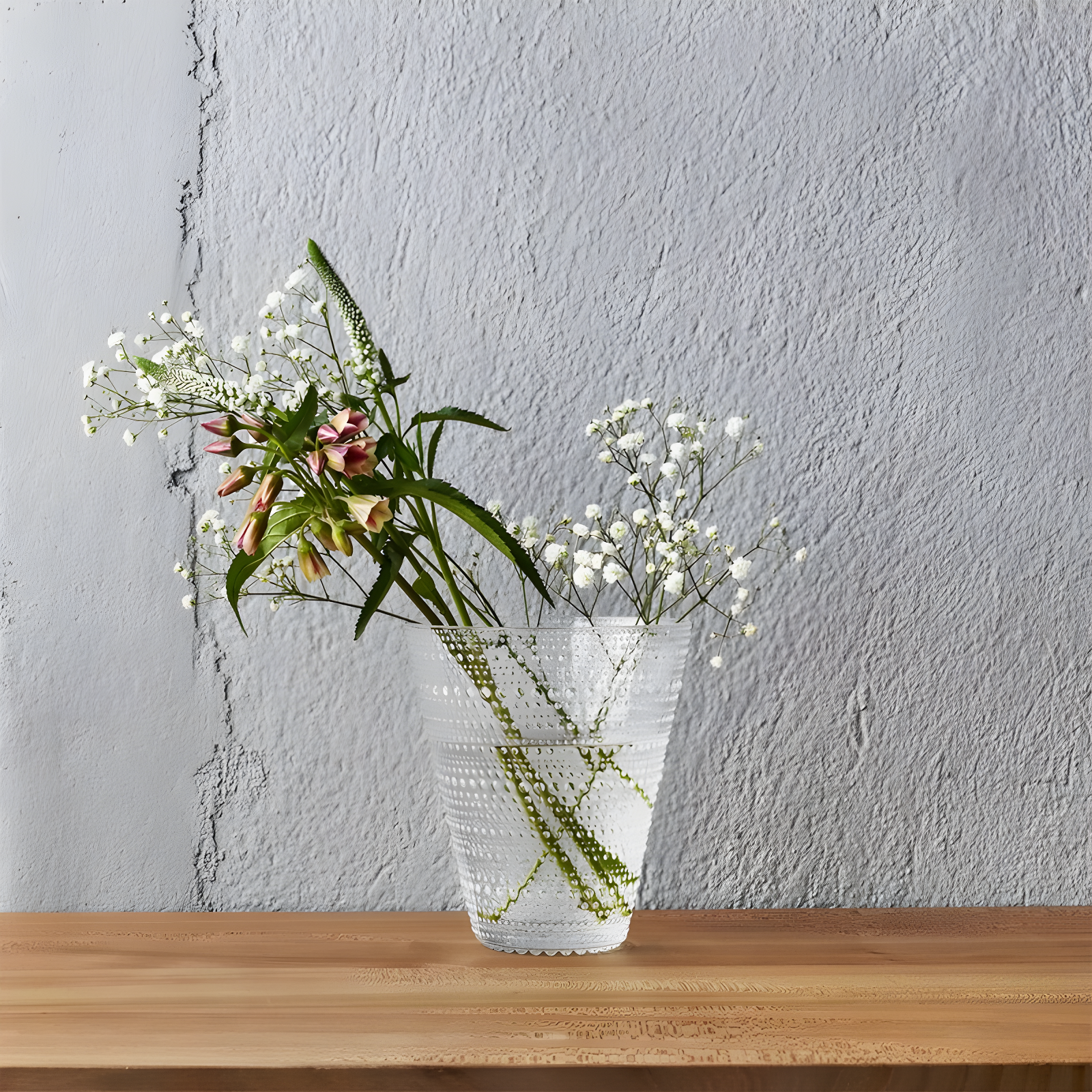 Clear Glass Dewdrop Bouquet Table Vase