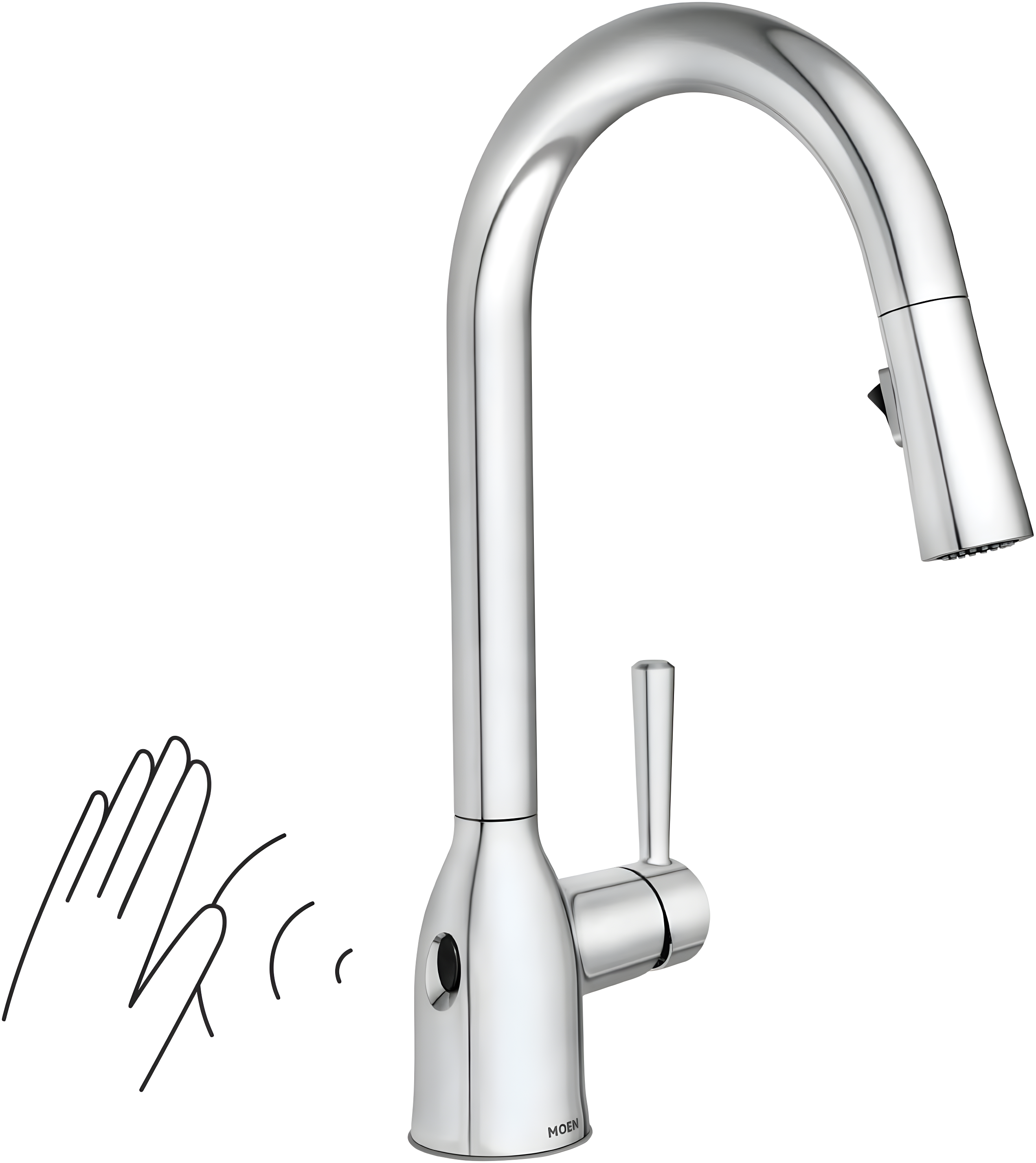 Chrome Single Handle Touchless Pull-Down Kitchen Faucet