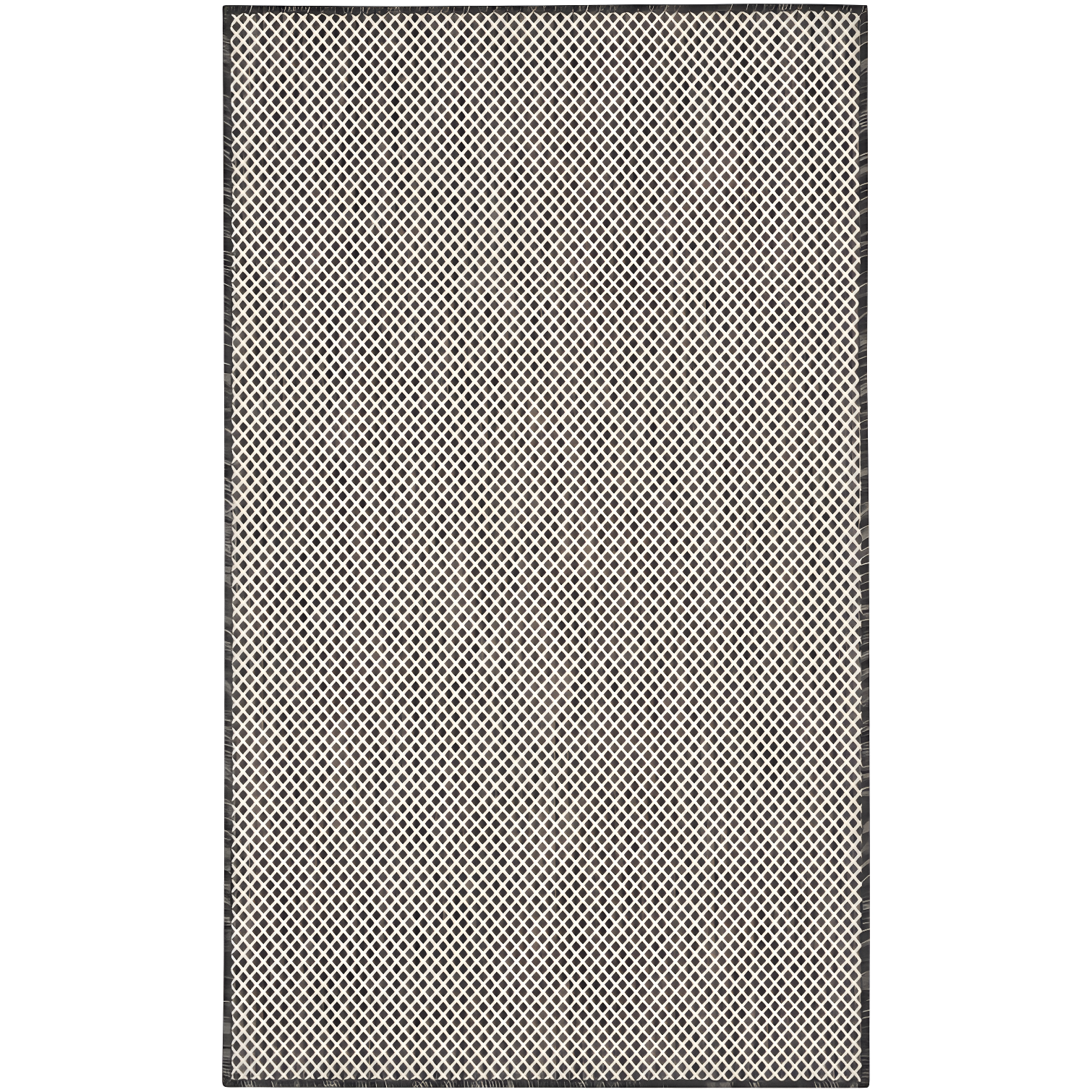 Ivory Charcoal Geometric Synthetic 3' x 5' Flat Woven Rug