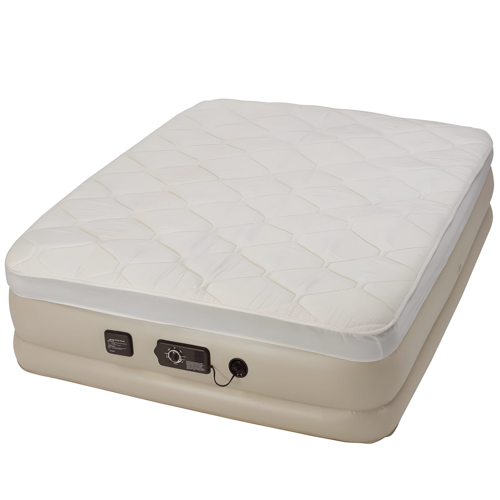 Queen Beige Raised Air Mattress with Built-in Pump