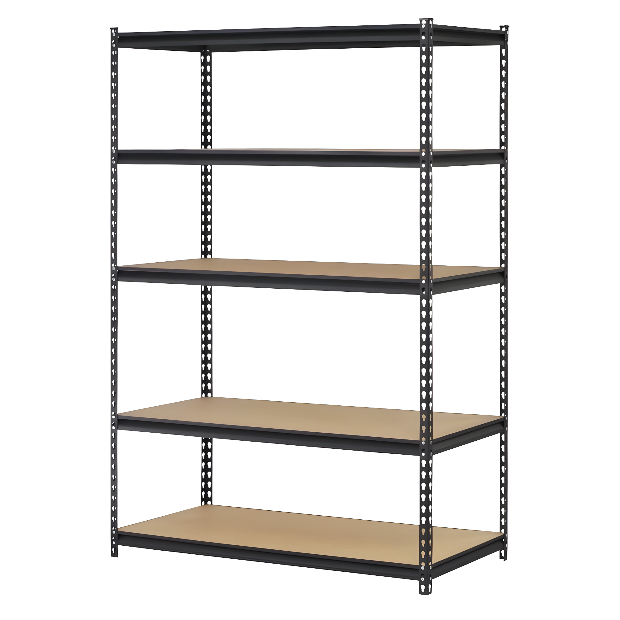 Black 5-Tier Steel and MDF Storage Rack