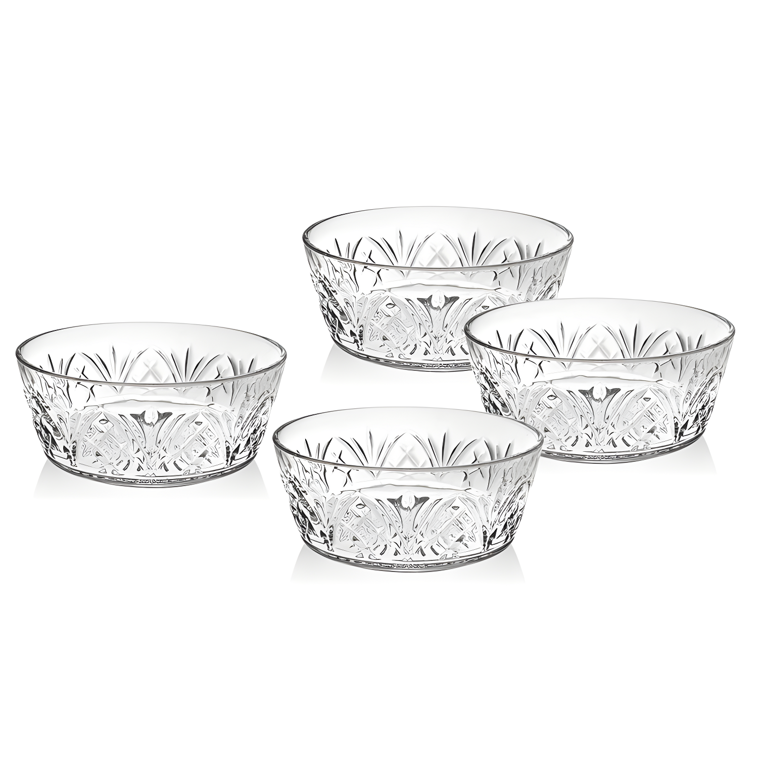 Dublin Crystal 6" Textured Dessert and Cereal Bowls, Set of 4