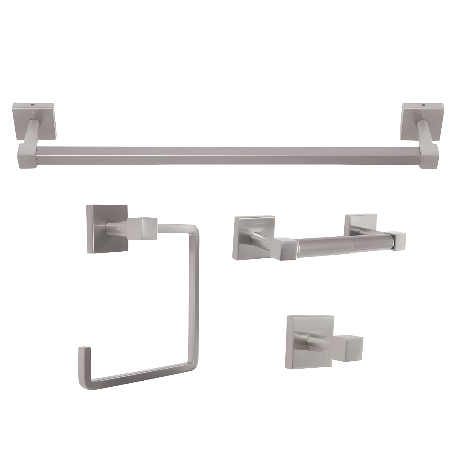 Satin Nickel 4-Piece Bathroom Hardware Accessory Kit