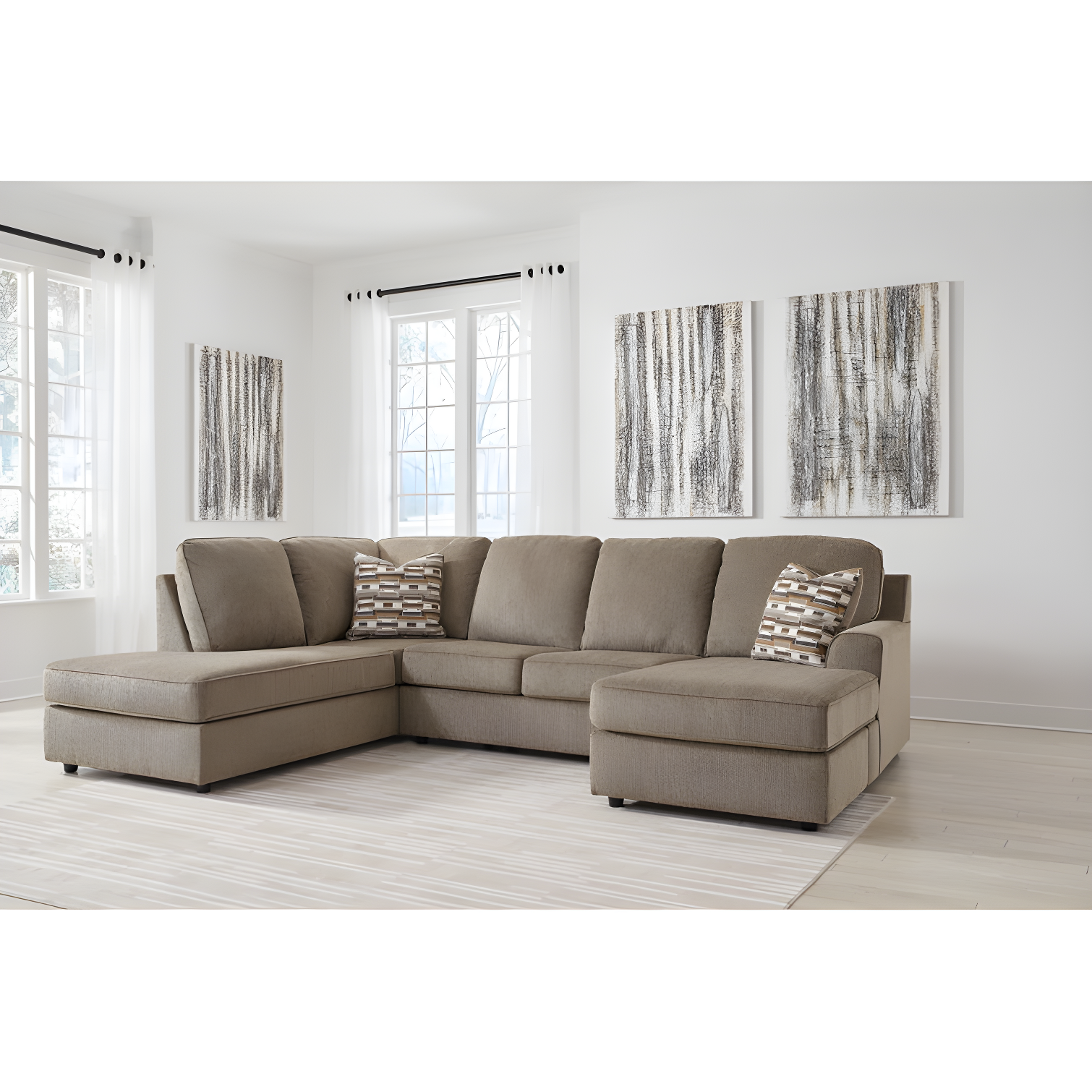 Briar Herringbone Fabric Two-Piece Sectional Sofa