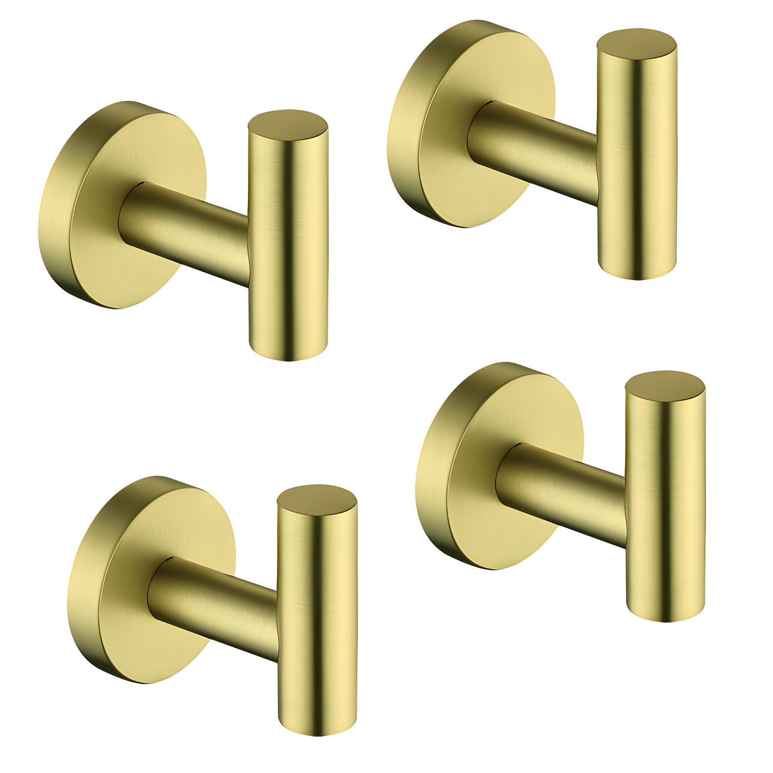 Brushed Gold Stainless Steel Wall Mounted Towel Hooks 4-Pack