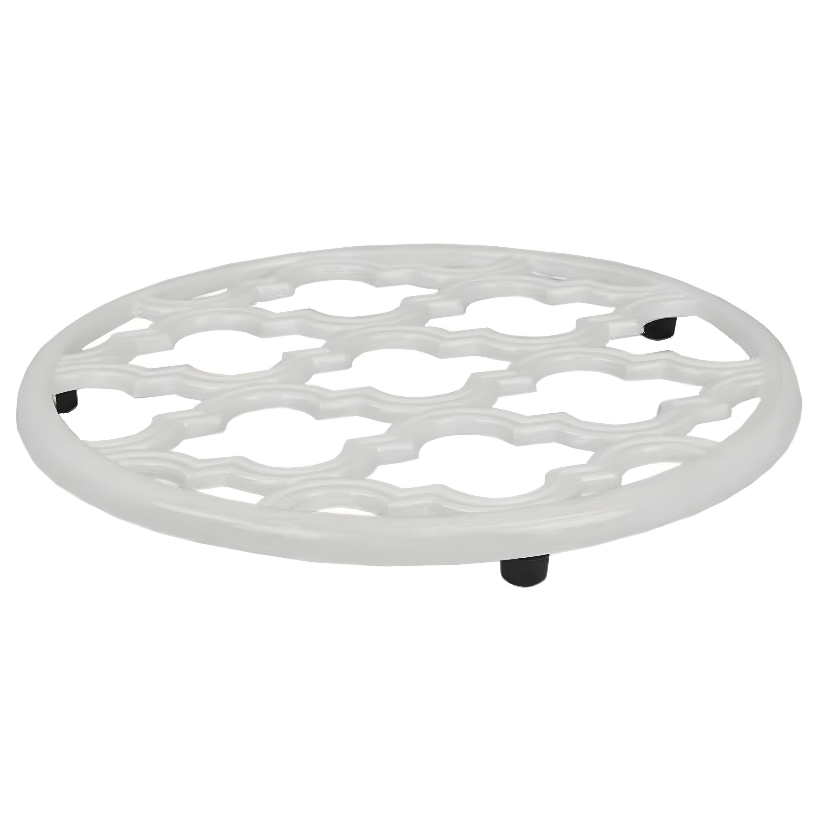 White Round Cast Iron Lattice Trivet