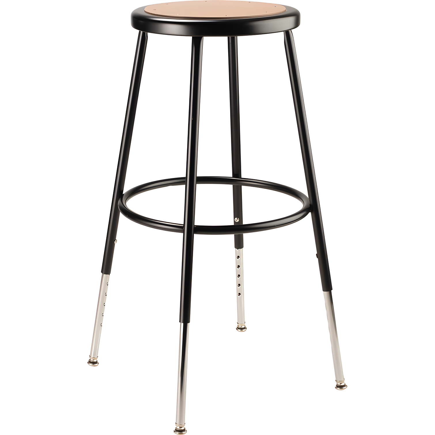 Adjustable Black Metal and Wood Saddle Stool