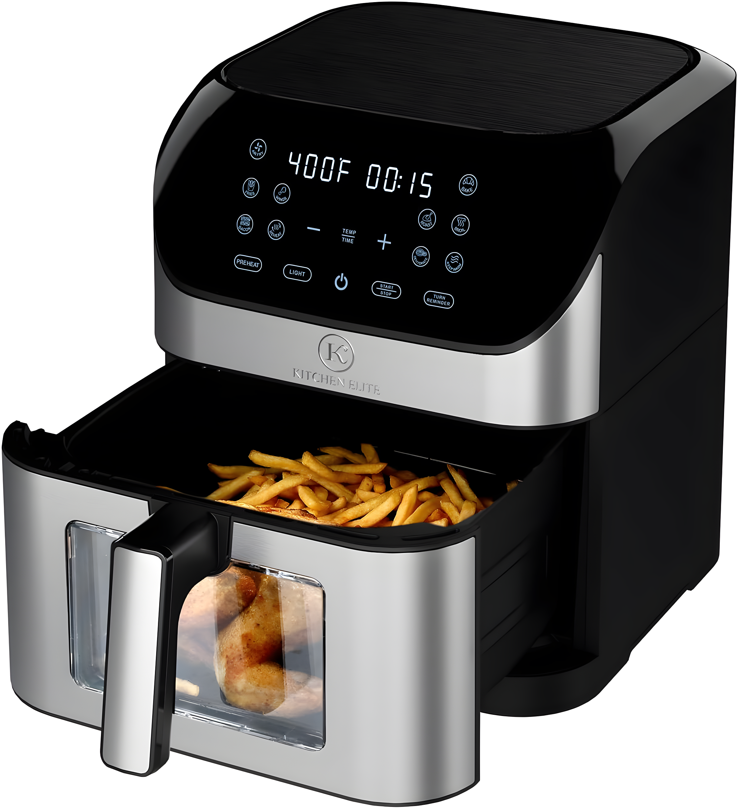 8-Quart Stainless Steel Electric Air Fryer with Touch Control