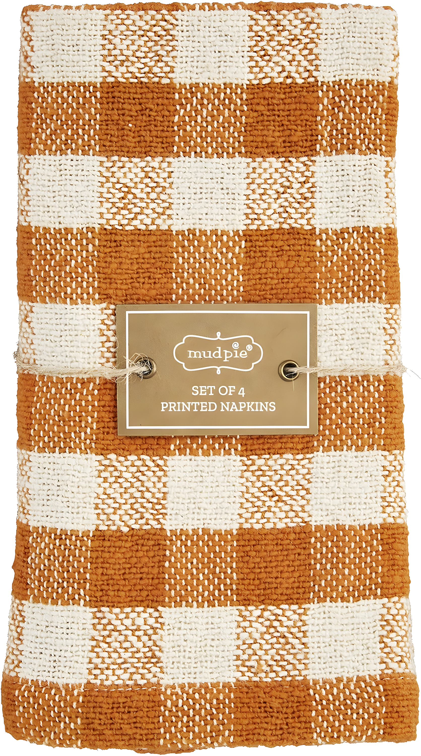 Orange Buffalo Check Cotton Napkin Set, 18" x 18"