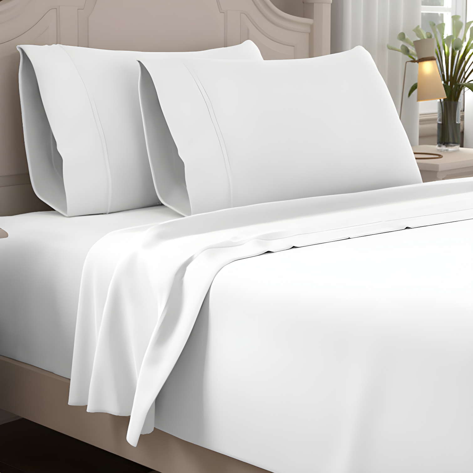 Full White Organic Cotton Percale Sheet Set